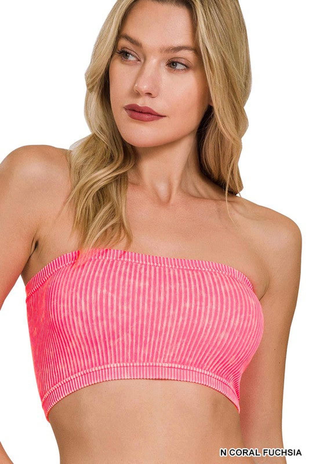Other Washed Ribbed Seamless Tube Top Zenana in Multiple Colors Size ONE SIZE - 6 Thumbnail