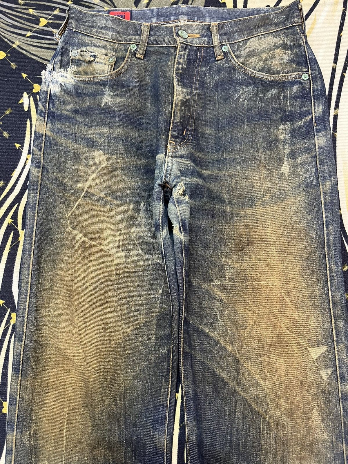 Edwin × POST ARCHIVE FACTION (PAF) Vintage Edwin 503 Regular Mudwash Distressed Denim Size US 29 - 11 Thumbnail