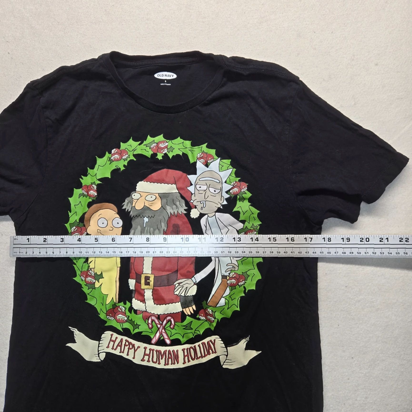 Delta Rick & Morty Happy Human Holiday Graphic Black T-Shirt Christmas Men's S Small Shirt Mens Christmas Holiday Graphic Print Cotton Delta | 90s? Size US S / EU 44-46 / 1 - 4 Thumbnail