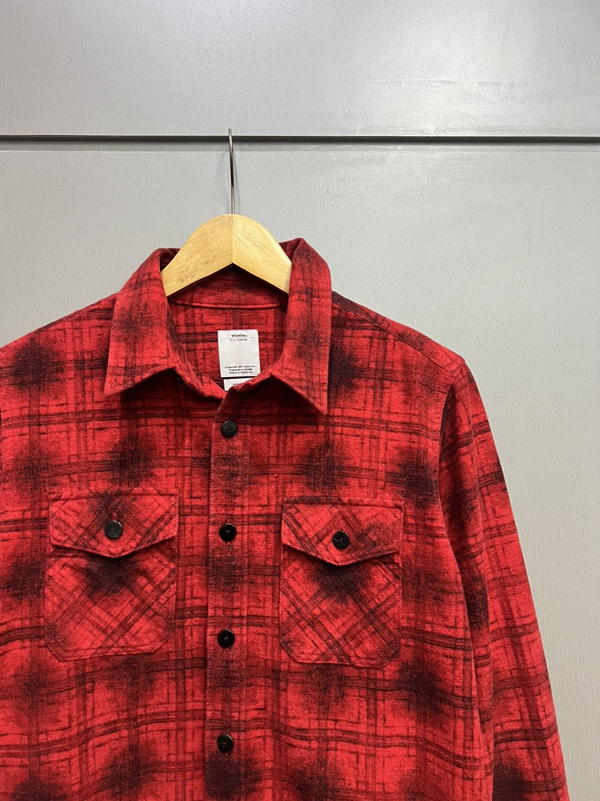 VISVIM BLACK ELK BRUSHED FLANNEL SHIRT