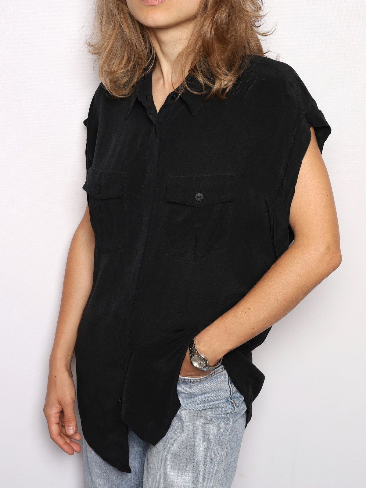 Zimmermann Zimmermann Washed Silk Black Top Shirt Size M / US 6-8 / IT 42-44 - 4 Thumbnail