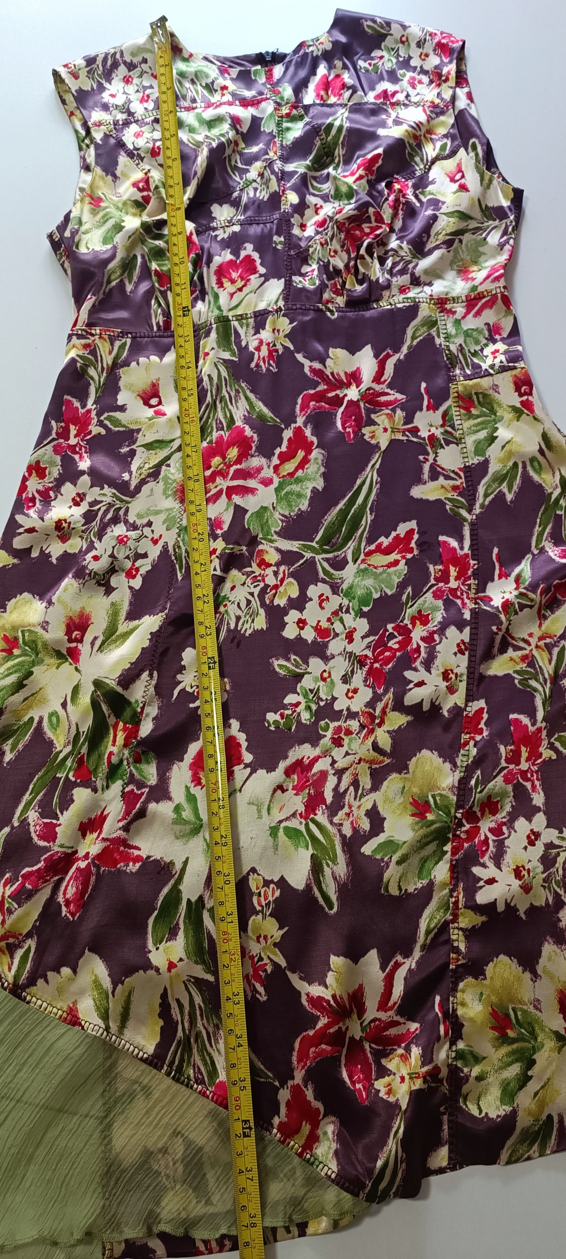 Jean Paul Gaultier 2000's - satin dark purple and floral midi dress Size M / US 6-8 / IT 42-44 - 17 Thumbnail