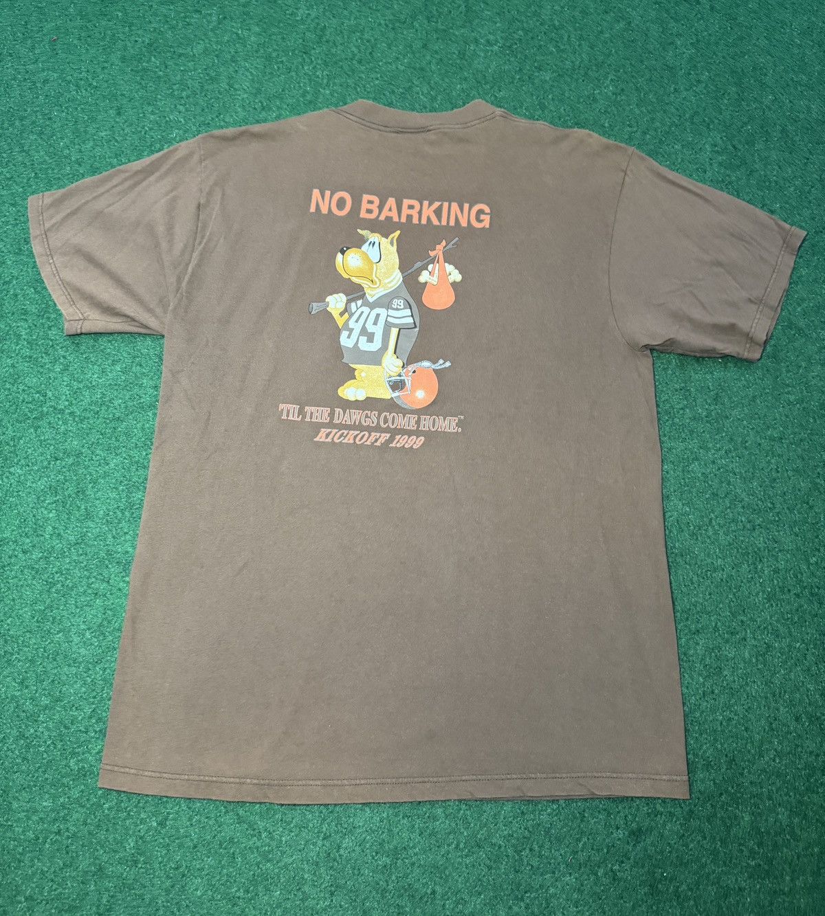 Tultex No Barking Til The Dawgs Come Home Cleveland Browns T Shirt Size US XL / EU 56 / 4 - 1 Thumbnail