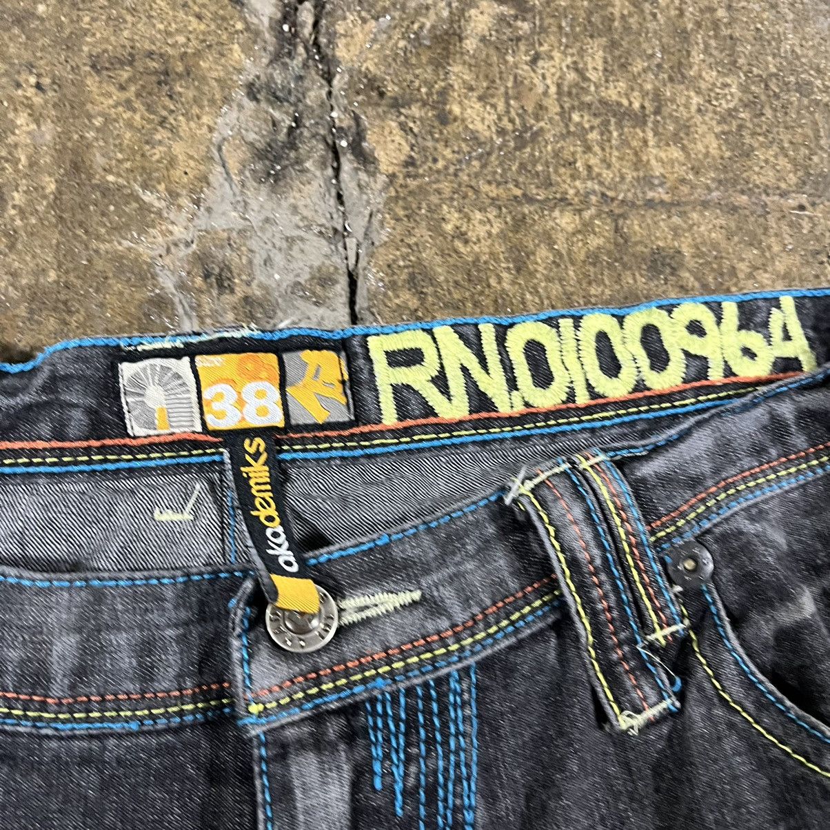 Ed Hardy × JNCO × Vintage Crazy Y2K Akademiks Jeans Baggy Embroidered Skater Wide Leg Size US 38 / EU 54 - 11 Thumbnail