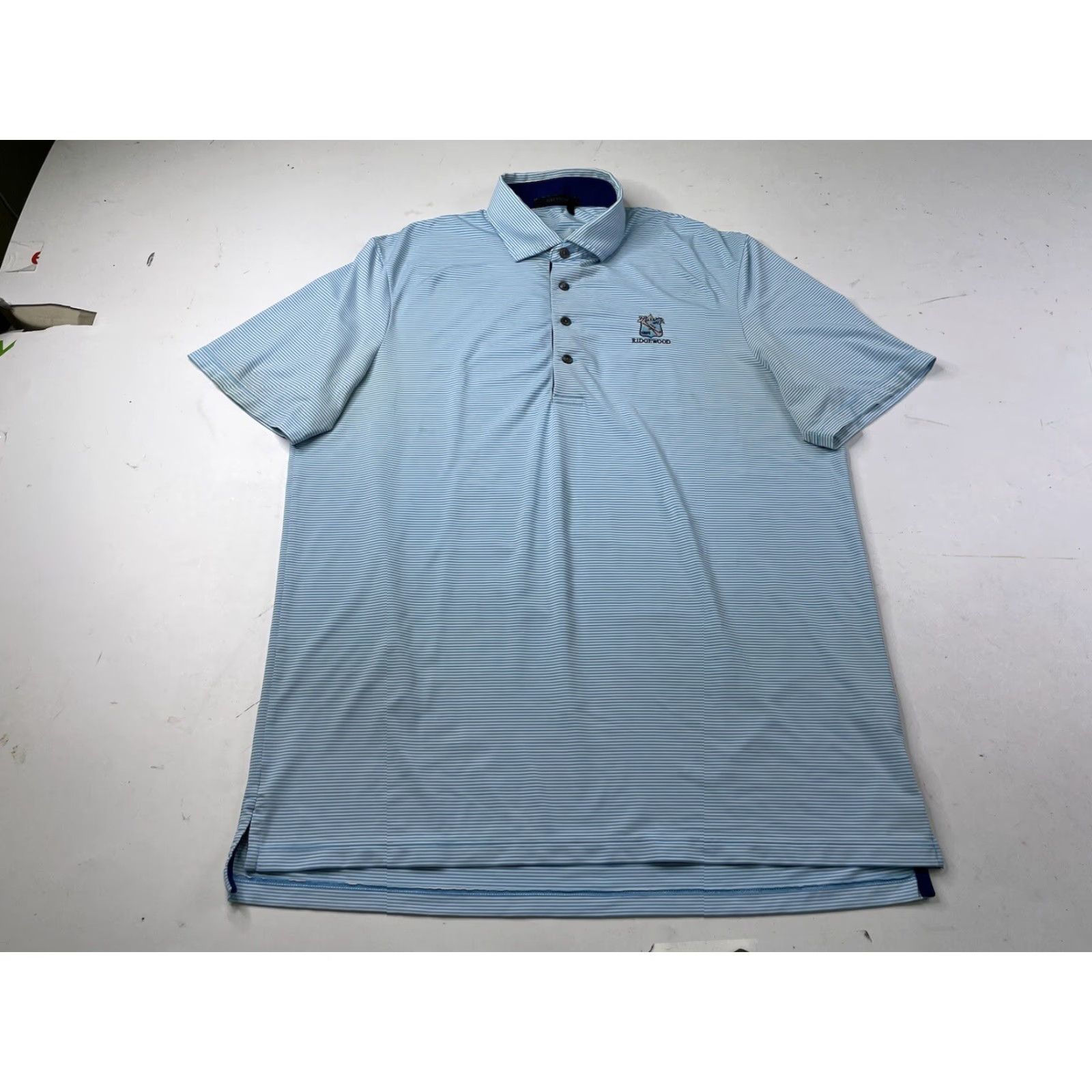 Vintage Greyson Polo Shirt Mens Large Performance Striped Stretch Ridgewood CC Shirt Men L Blue Polo Shirt Golf Breathable Lightweight Stretch Size US L / EU 52-54 / 3 - 2 Thumbnail