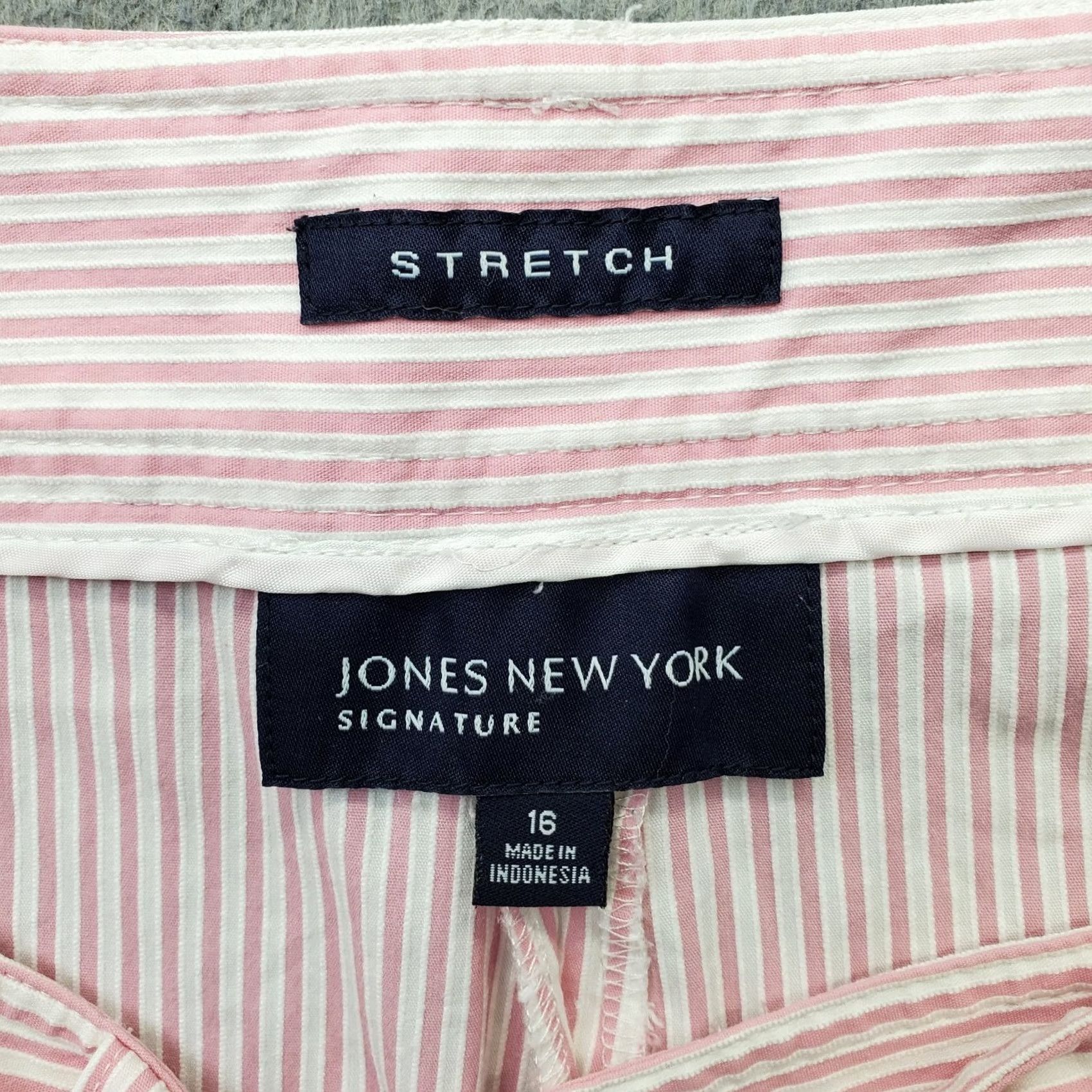 Jones New York Jones New York Womens Cropped Pants 16 Multi Striped Cotton Stretch Ankle Slit Size 38" / US 16 / IT 52 - 4 Thumbnail