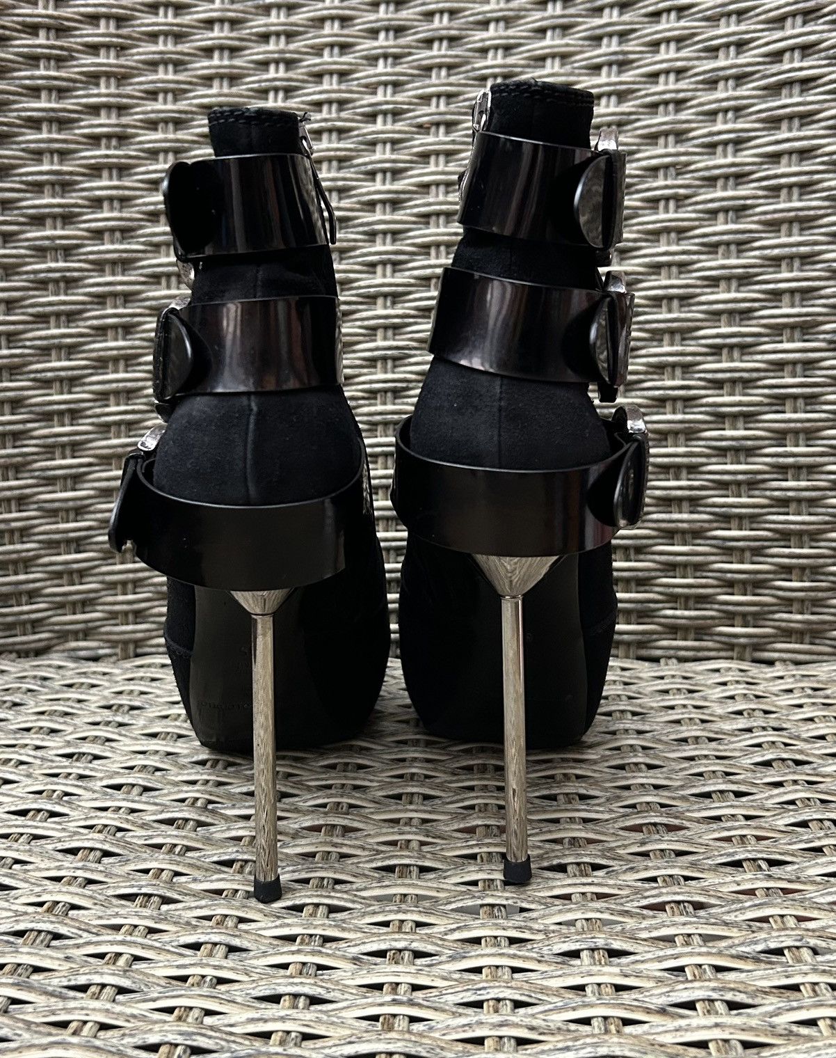 Vintage Gianmarco Lorenzi Suede Belted Zipper Metal Stiletto Heels Size US 5 / IT 35 - 2 Thumbnail