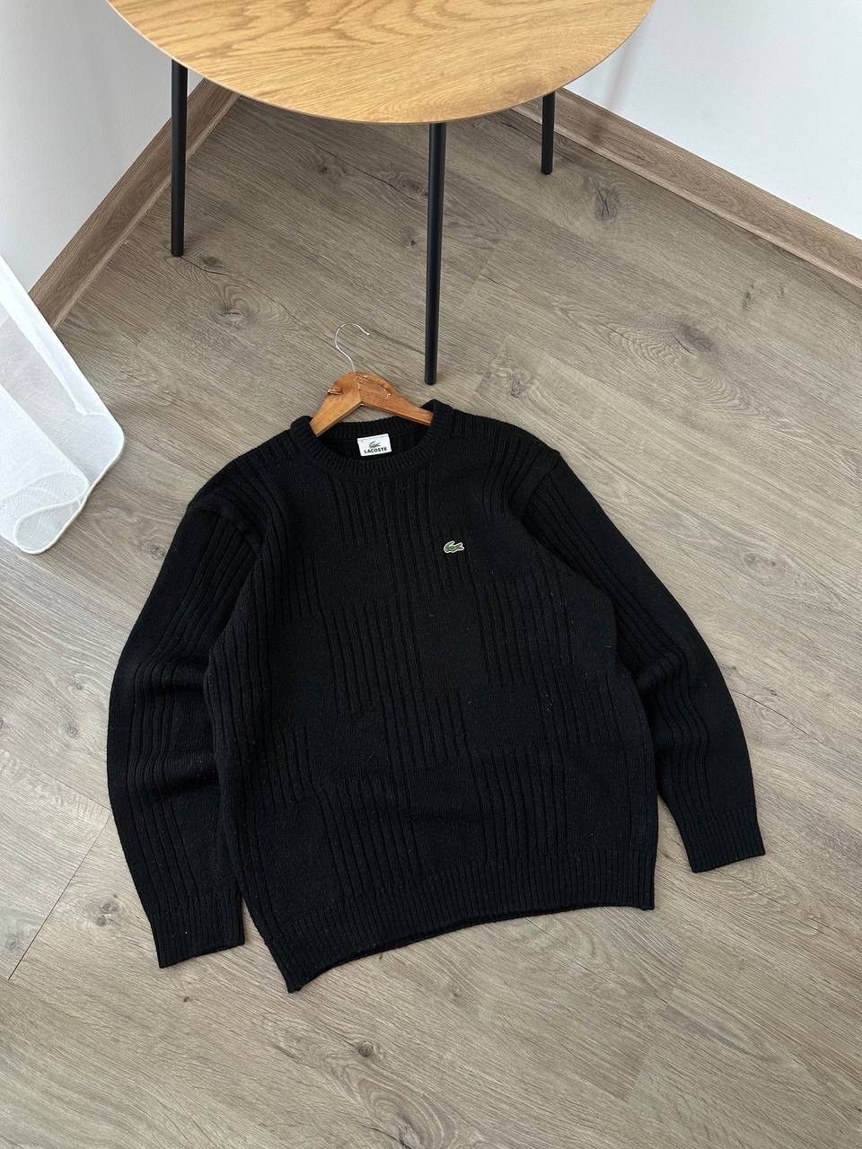 Lacoste × Vintage Vintage Lacoste Wool Black Ribbed Sweater Size US L / EU 52-54 / 3 - 3 Thumbnail
