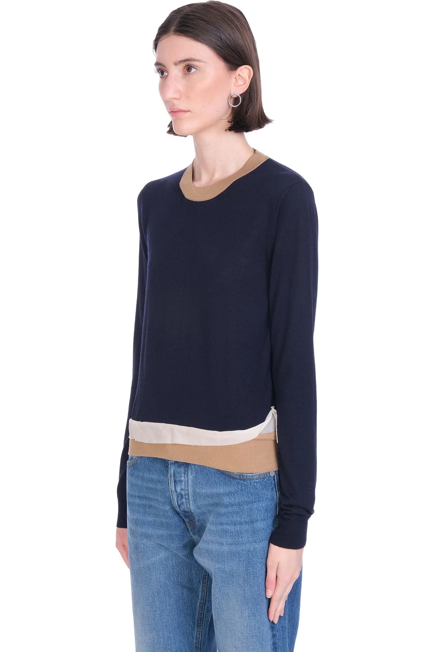Maison Margiela o1y0625 Crewneck Sweater in Midnight Blue/Camel Size S / US 4 / IT 40 - 4 Thumbnail