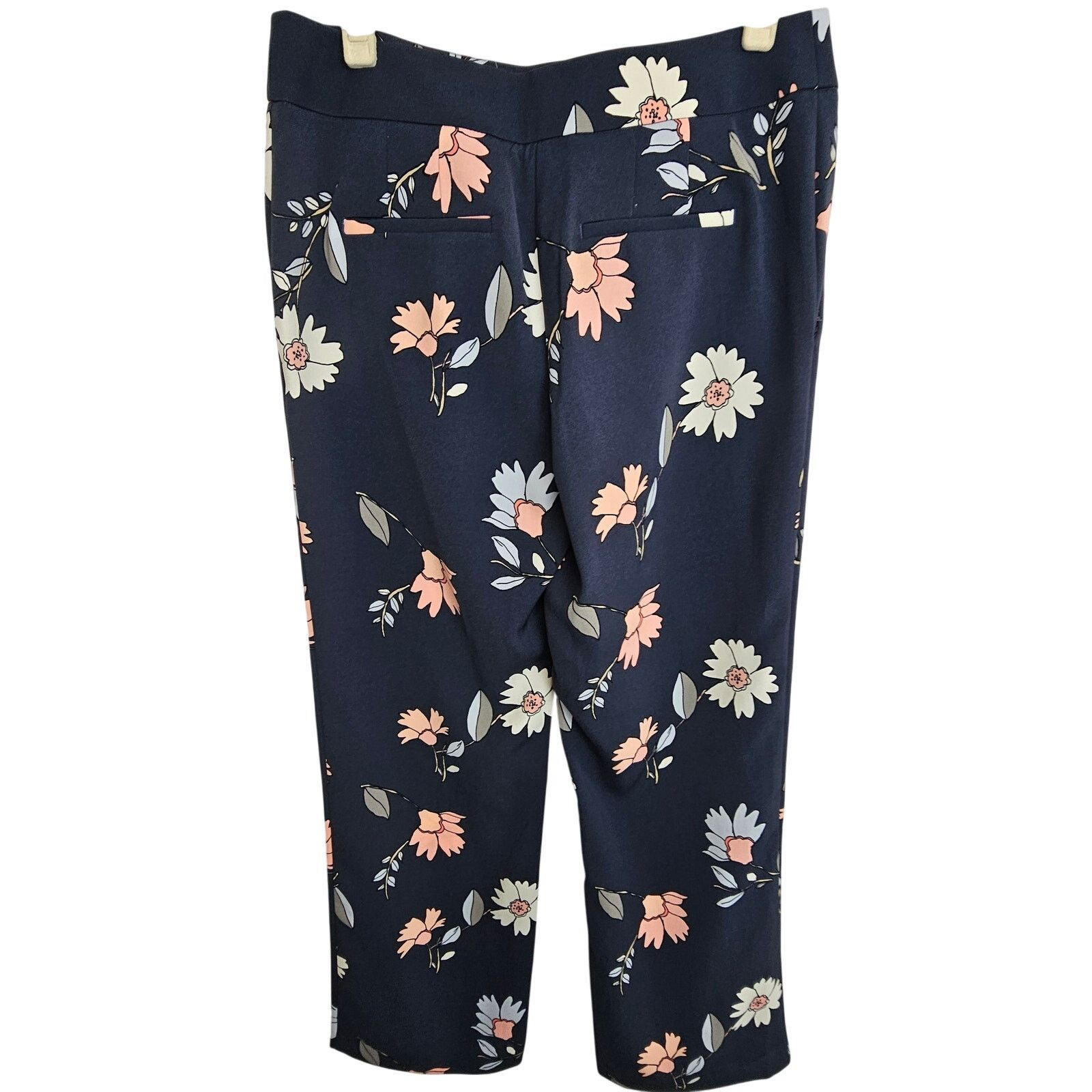 Ann Taylor Ann Taylor LOFT Pants Women 4 Floral Trousers Navy Blue Size 27" / US 4 / IT 40 - 7 Thumbnail