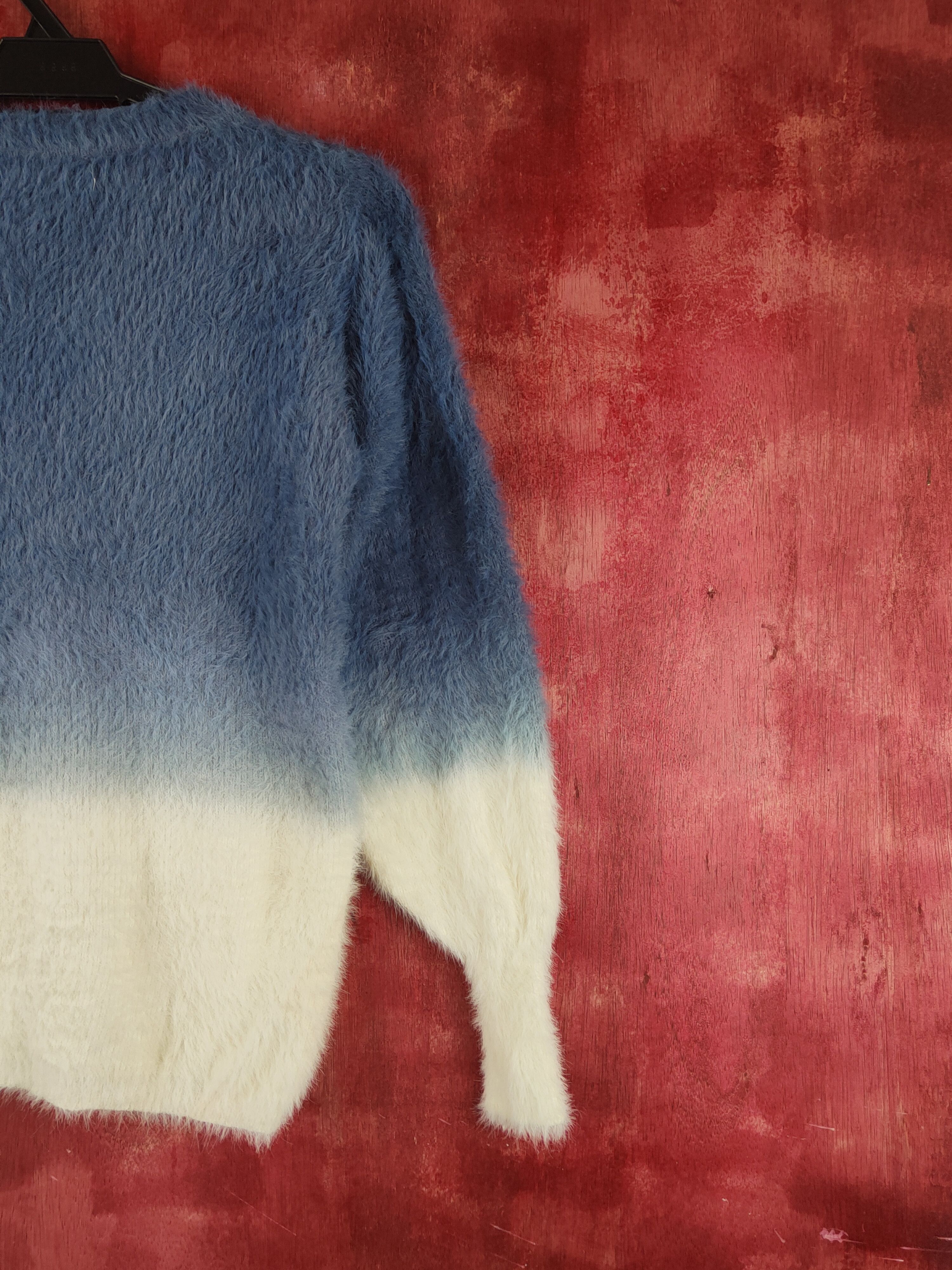 Homespun Knitwear R.p.s Blue White Shag Shaggy Fur Mohair Knitwear #S1933 Size M / US 6-8 / IT 42-44 - 9 Thumbnail