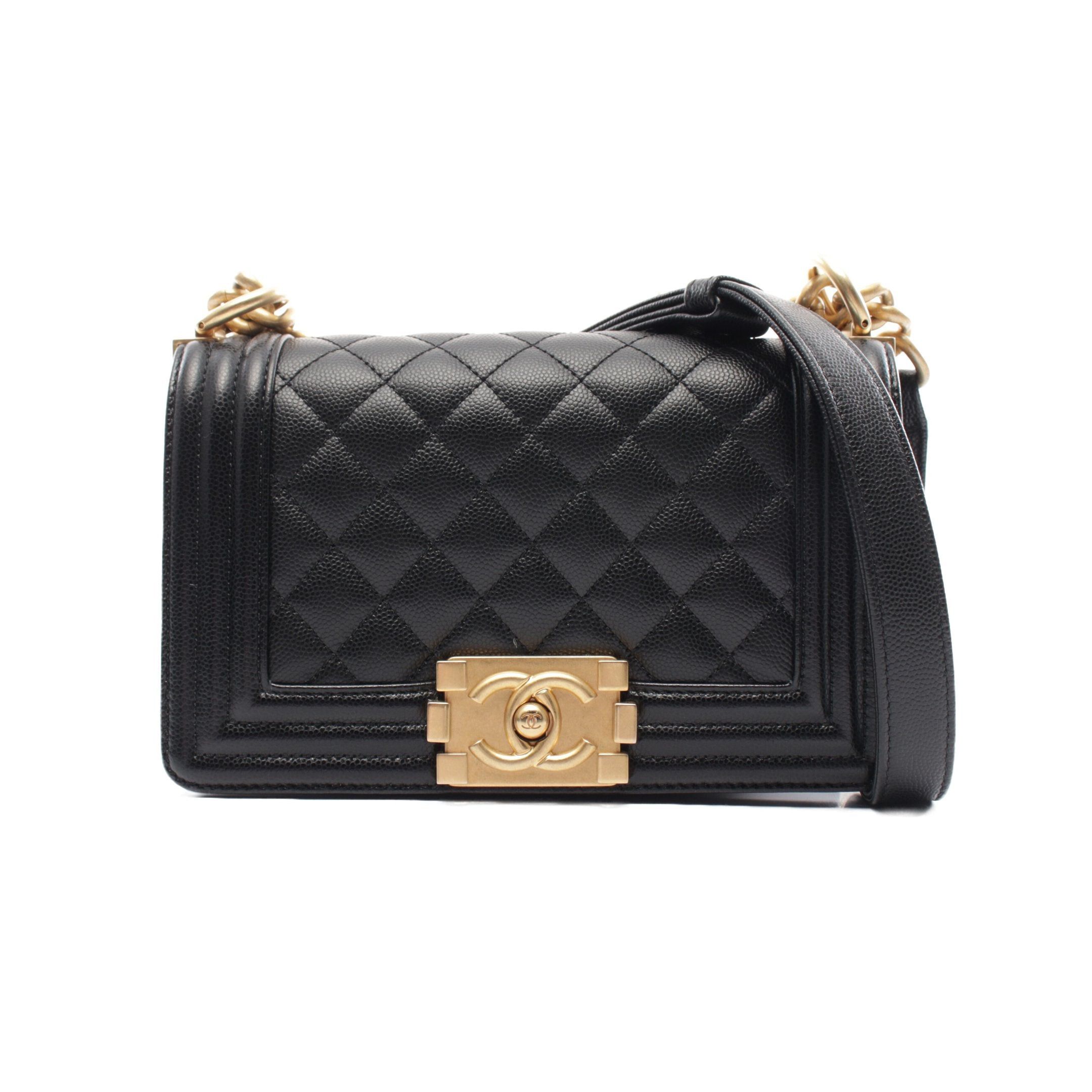 Chanel Chanel Boy Chanel Small Matelasse Chain Shoulder Bag Caviar Skin Black Gold Hardware Size ONE SIZE - 1 Thumbnail
