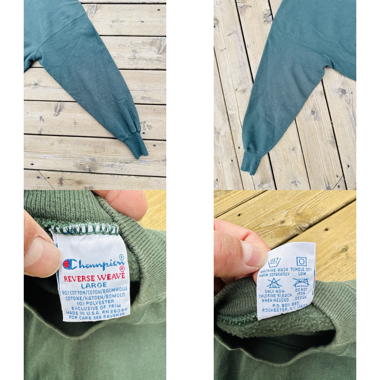 Champion VINTAGE Champion Reverse Weave Sweatshirt L USA Green Small Logo 90s Blank Size US L / EU 52-54 / 3 - 8 Thumbnail