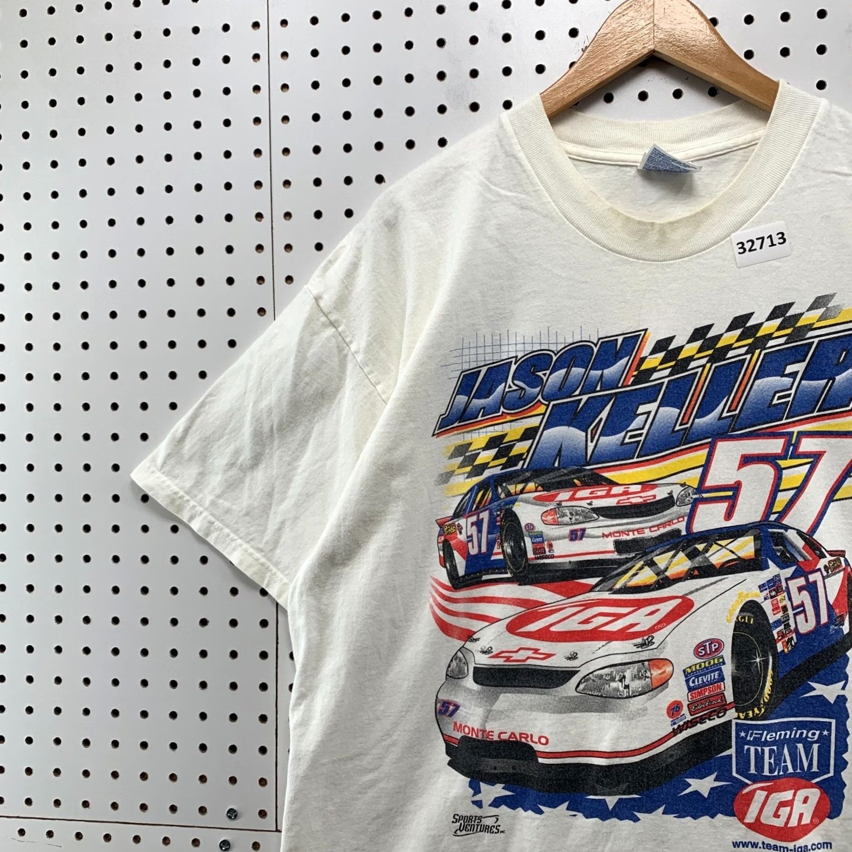 Hanes VINTAGE Jason Keller IGA SHirt WHite Mens XL Car Racing Distressed 24x29.5 Size US XL / EU 56 / 4 - 6 Thumbnail