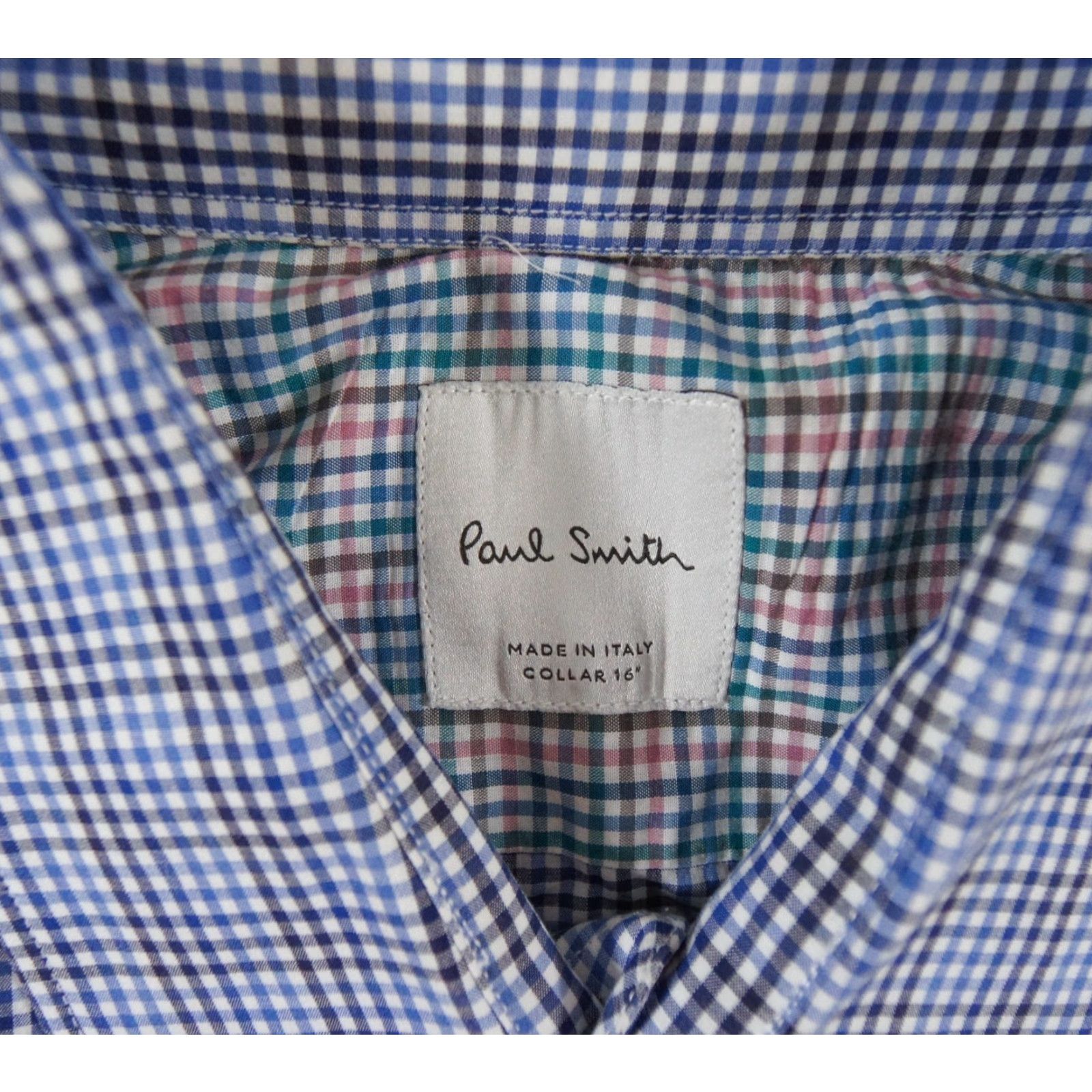 Paul Smith VINTAGE Paul Smith Men's Button Up Shirt Long Sleeve Check Cotton Blue 16" Collared Size US L / EU 52-54 / 3 - 5 Thumbnail