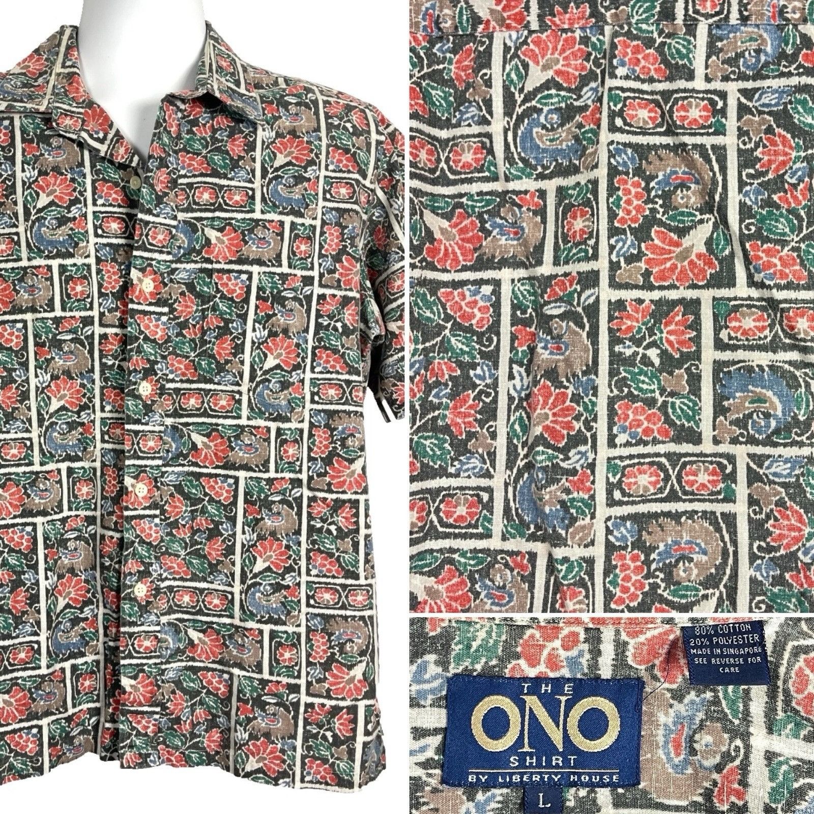 Designer Ono Liberty House Mens Vtg Floral Shirt size Large 47x28 Art Size US L / EU 52-54 / 3 - 1 Thumbnail