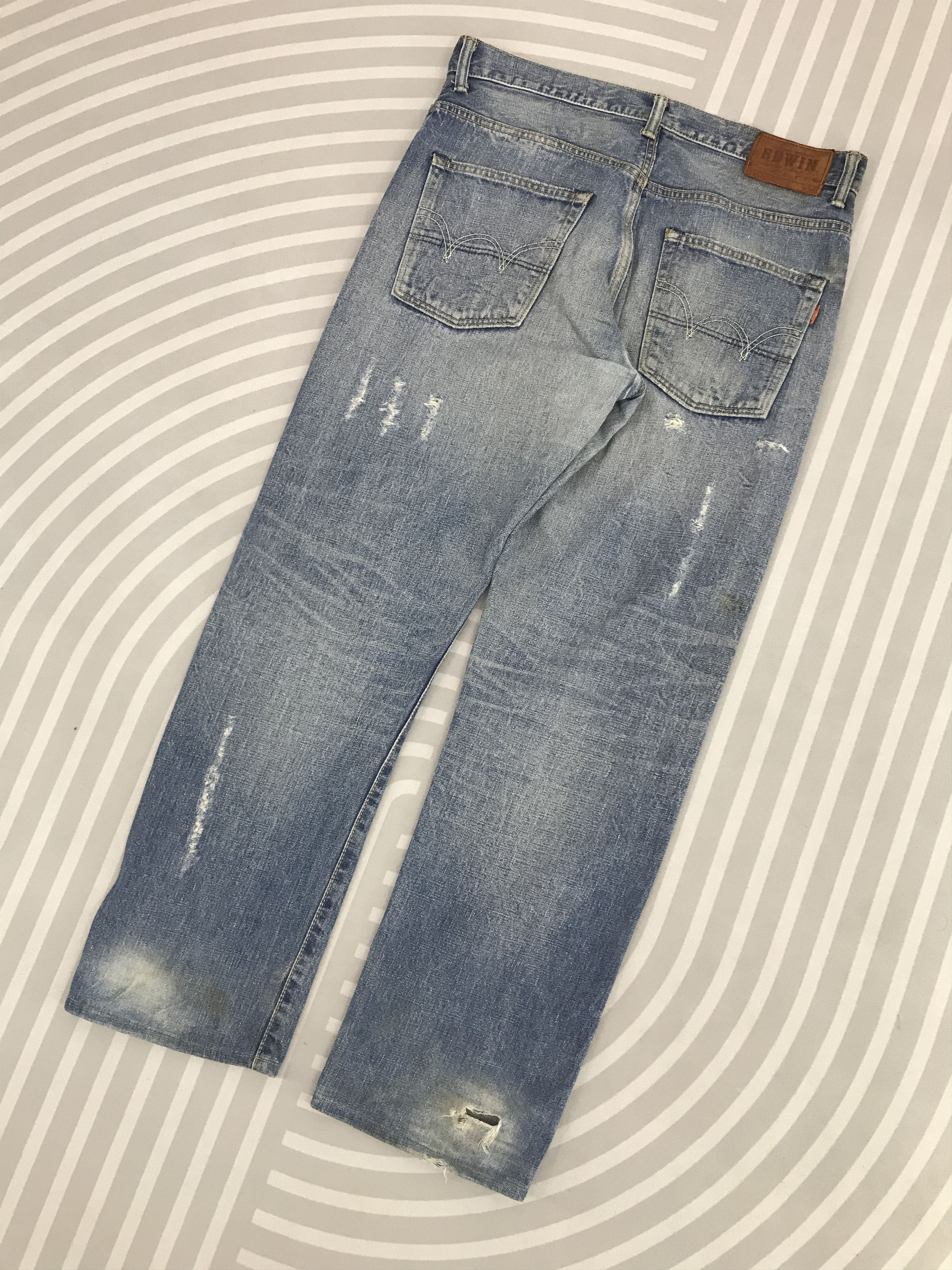 Edwin × Vintage Vtg Edwin Japan style Distressed Denim faded Jeans pants Size US 32 / EU 48 - 6 Thumbnail