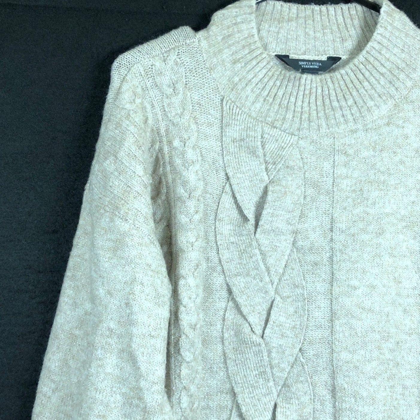 Vintage Vera Wang Womens Sweater Brown Cable Knit Mock Neck Pullover Soft Stretch M Size M / US 6-8 / IT 42-44 - 4 Thumbnail