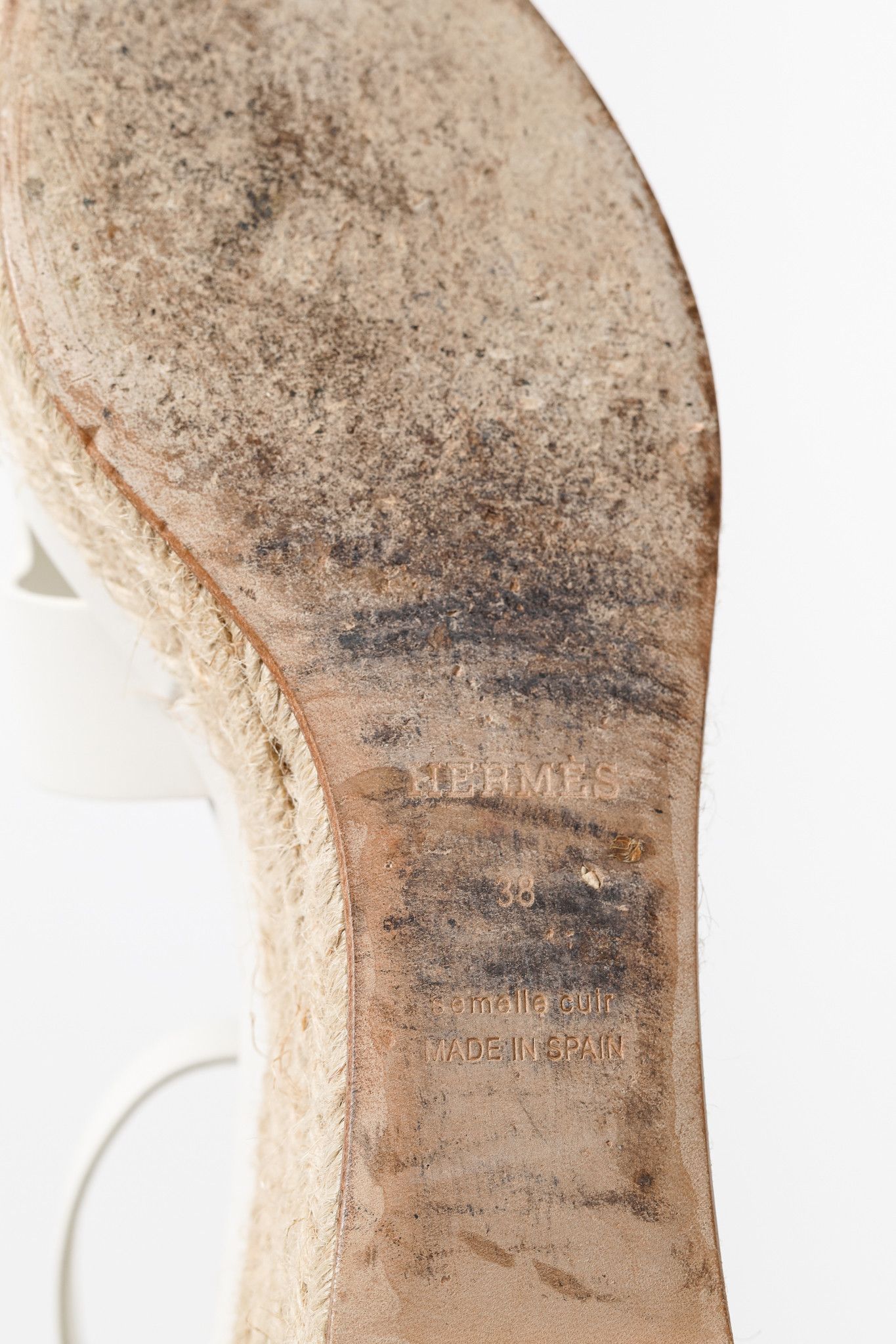Hermes Hermes Elda White Goatskin Espadrille Wedge "H" Sandals Size US 7.5 / IT 37.5 - 5 Thumbnail