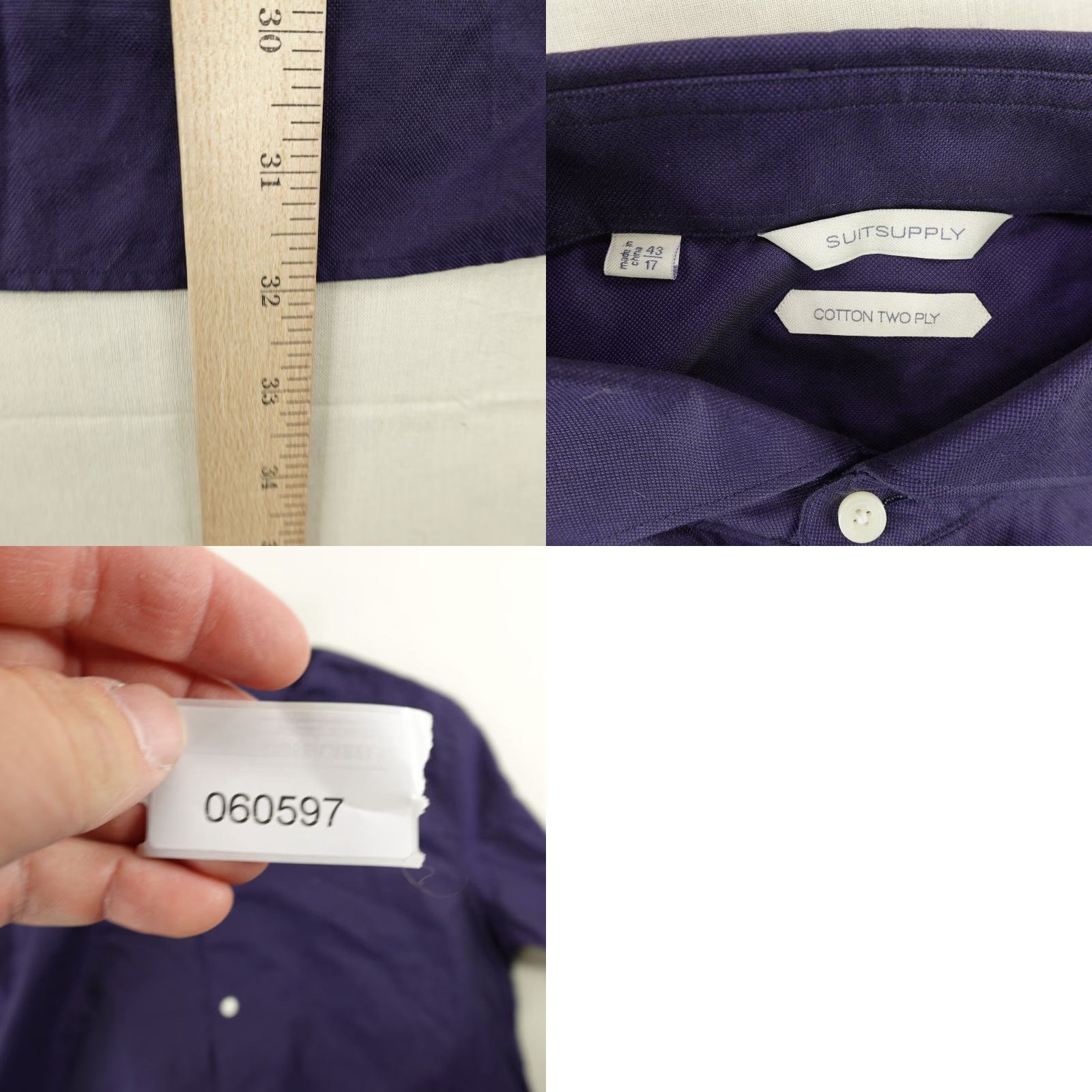 Suitsupply VINTAGE Suitsupply Shirt XL Blue Solid Long Sleeve Button-Up Cotton Spread Collar - Mens Size US XL / EU 56 / 4 - 8 Thumbnail