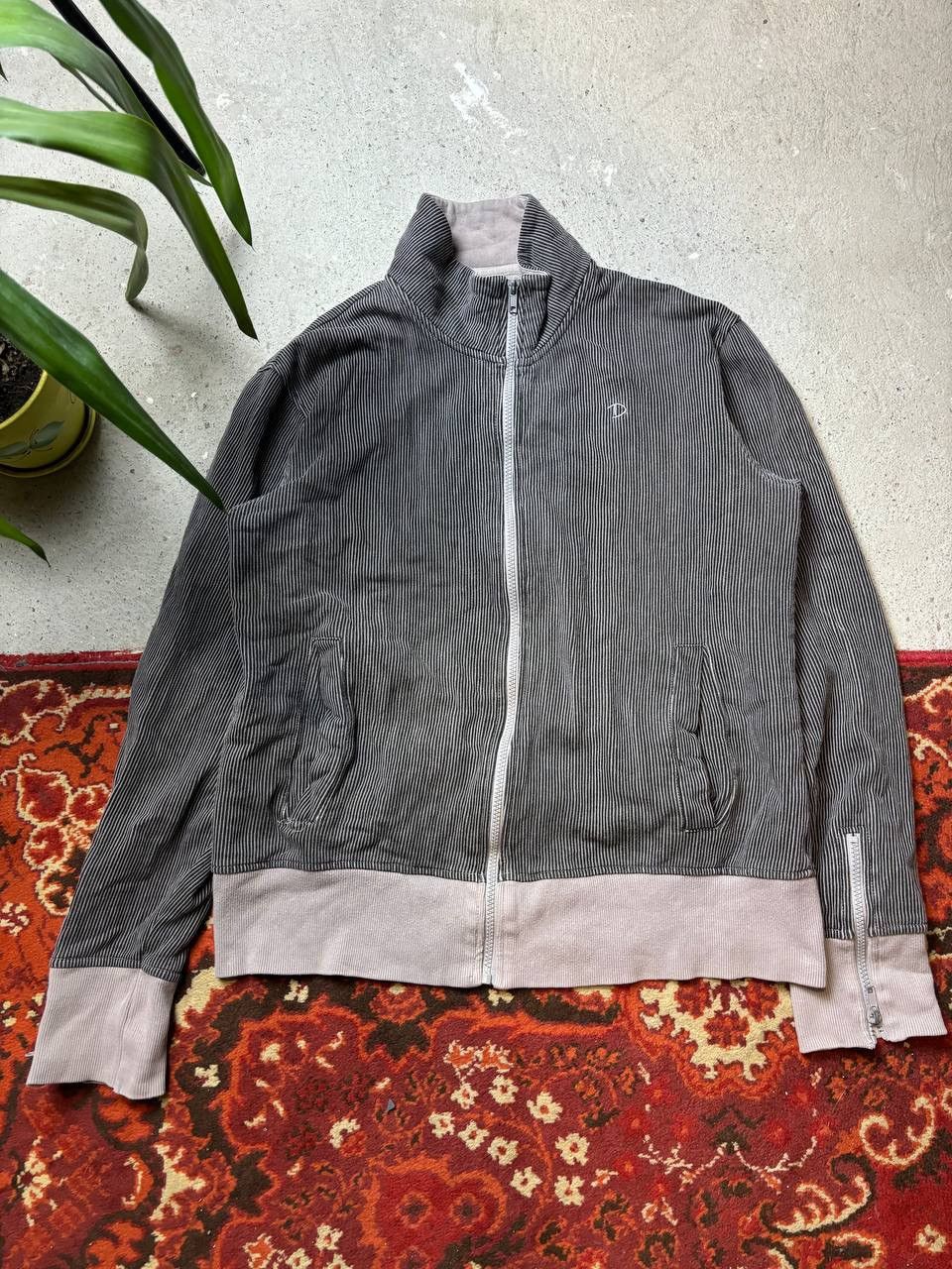 Vintage Vintage Y2K Deep Denim Stripes Archive Owens Style Zip Hoodi Size US XL / EU 56 / 4 - 1 Thumbnail