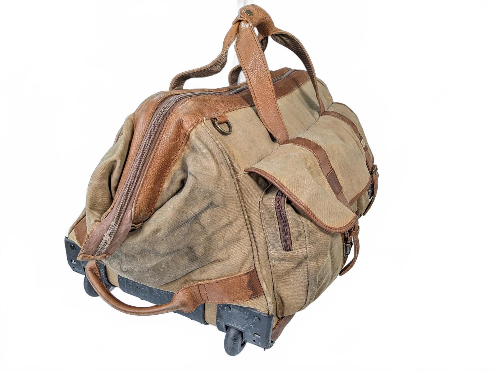 L.L. Bean L.L.Bean Rolling Duffel Bag Brown Canvas 1990 Carry-on China Size ONE SIZE - 8 Thumbnail