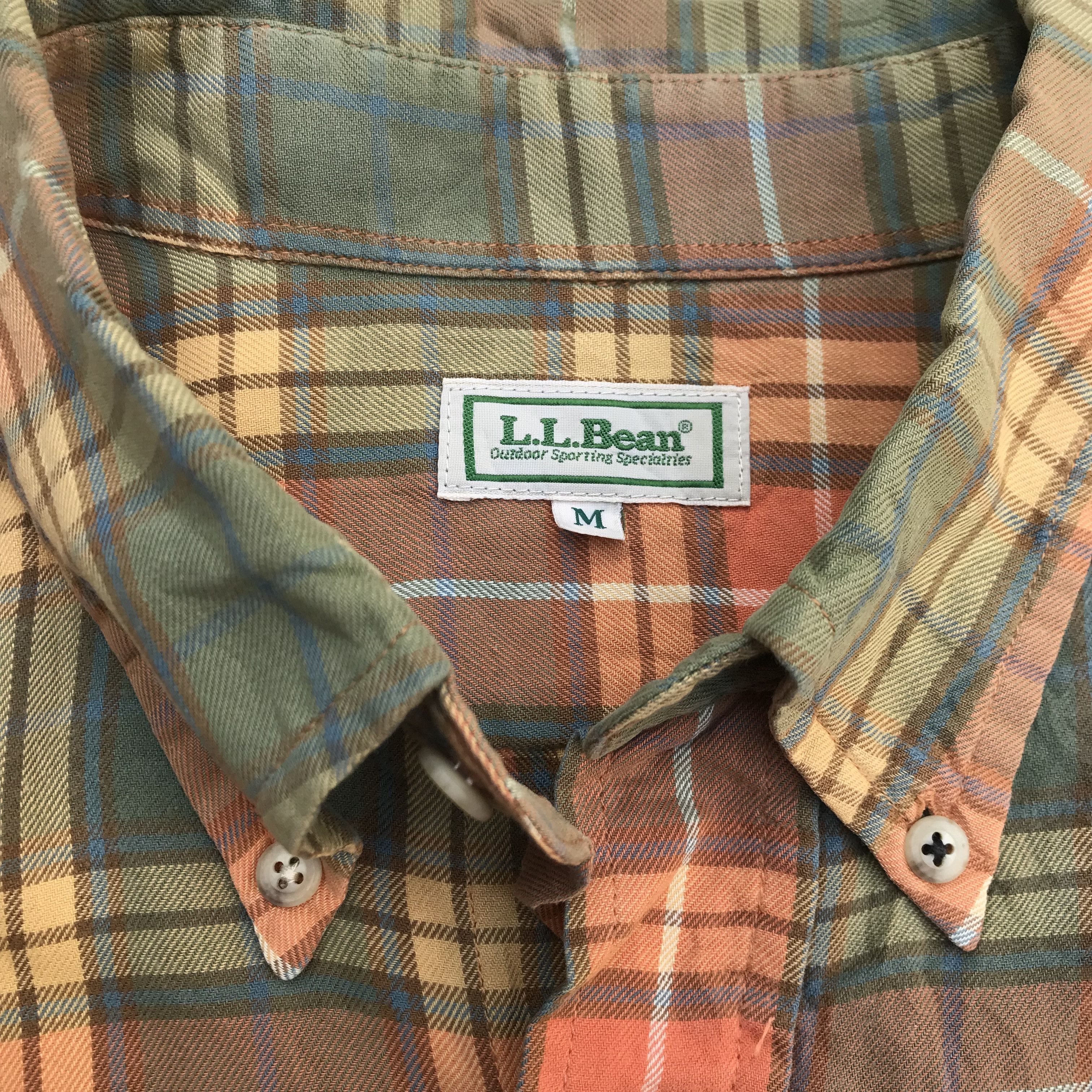 L.L. Bean Vintage LL Bean Summer Shirt Green orange long sleeves butt Size US M / EU 48-50 / 2 - 4 Thumbnail