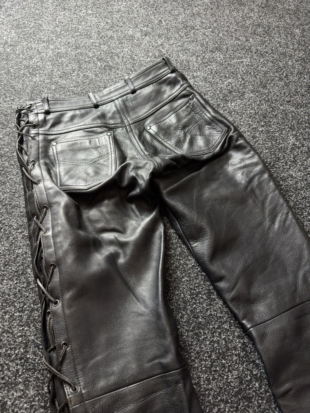 Genuine Leather Leather Rock Punk Biker MOTO Pants Lace Up Goth Moto Black Size US 32 / EU 48 - 17 Thumbnail