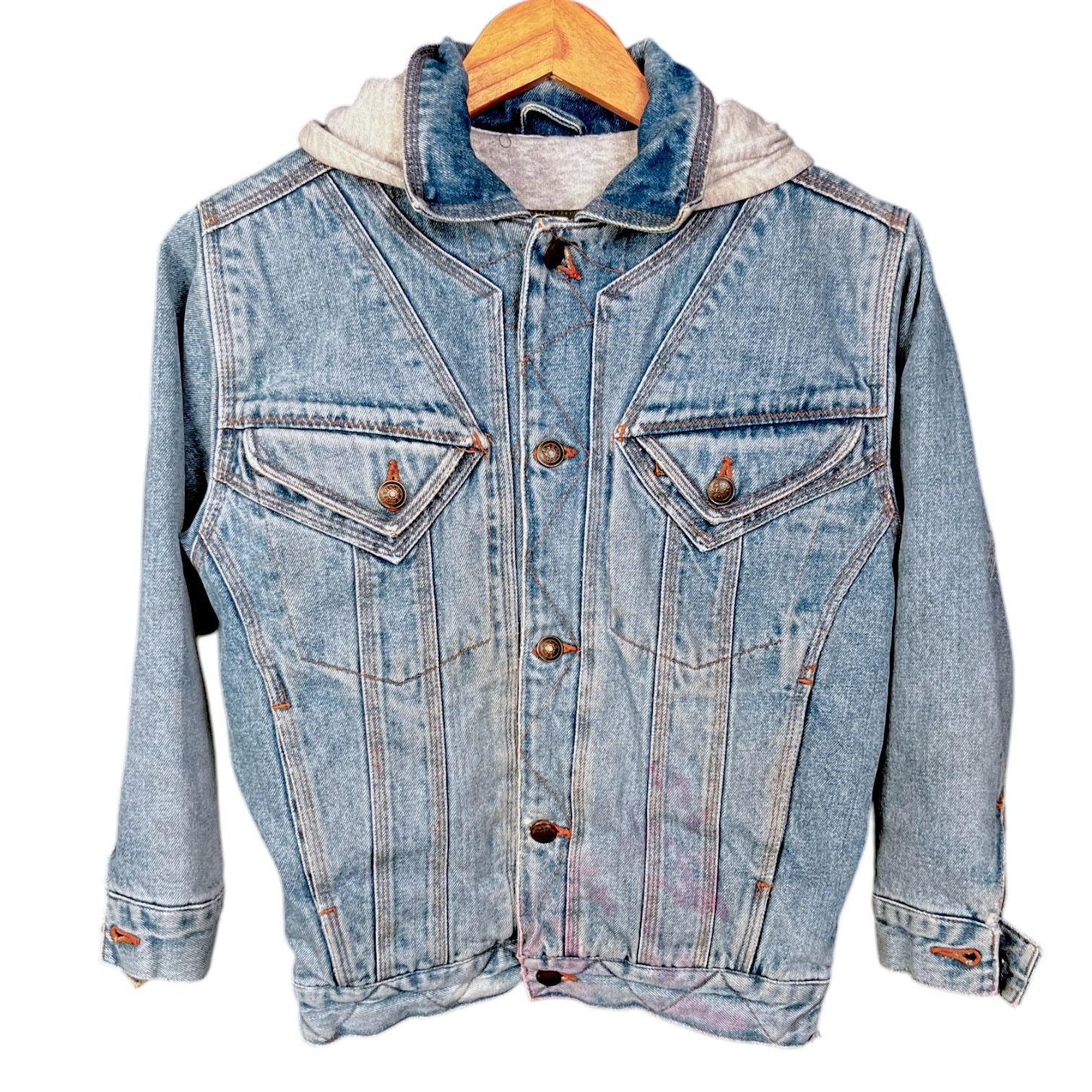 New Order Vintage 80s New Order Outerwear Hooded Youth Denim Jacket L Size US L / EU 52-54 / 3 - 1 Thumbnail