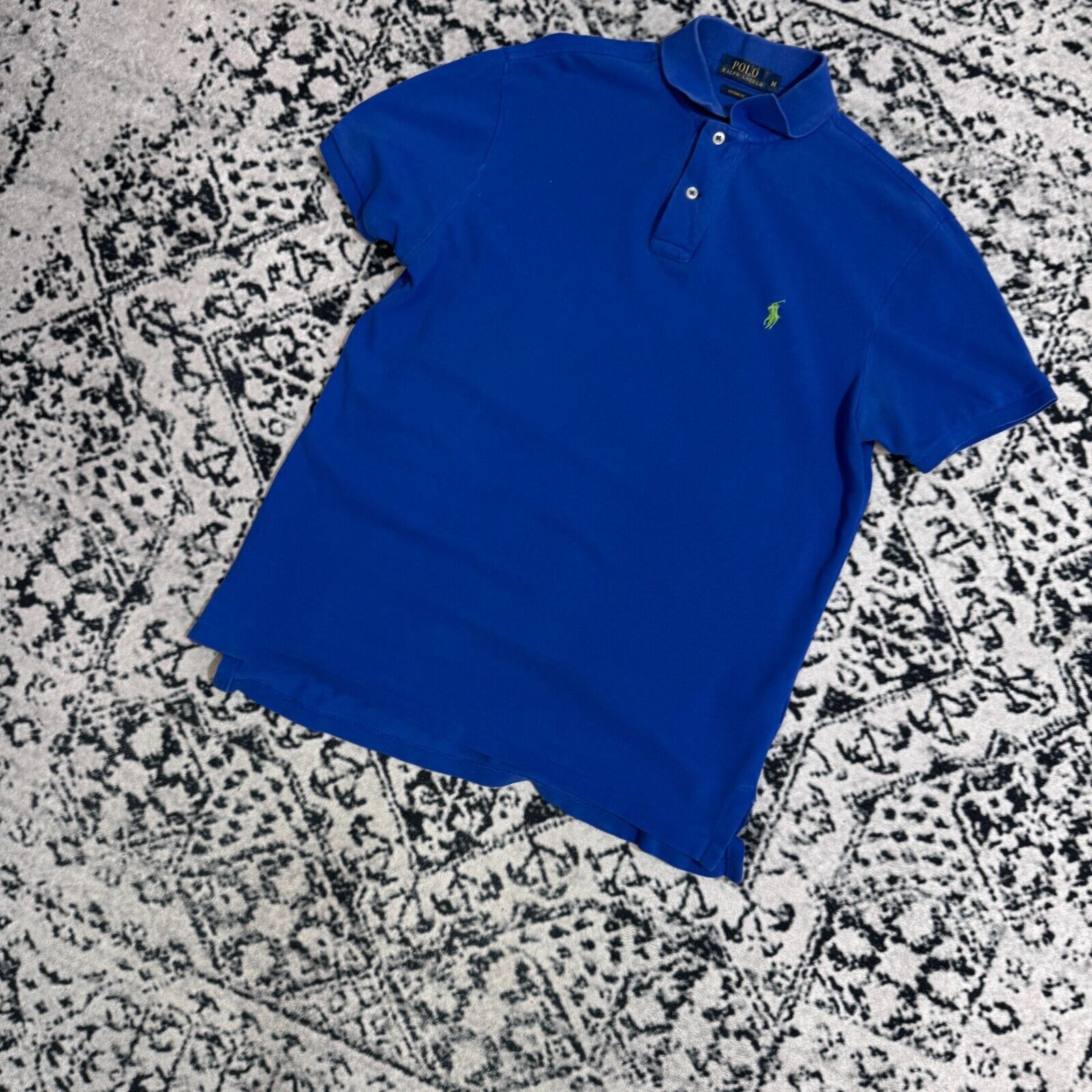 Ralph Lauren × Vintage Vintage Ralph Lauren Blue Cotton Polo Shirt Size M 90s Y2K Size US M / EU 48-50 / 2 - 2 Thumbnail