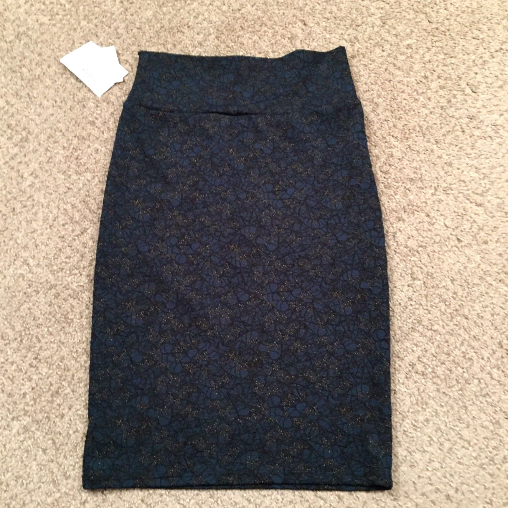 Vintage LuLaRoe Skirt XS Women Knee Length Floral Unlined Pull On Blue Polyester Spandex Knit Casual Vintage: No Size 26" / US 2 / IT 38 - 6 Thumbnail