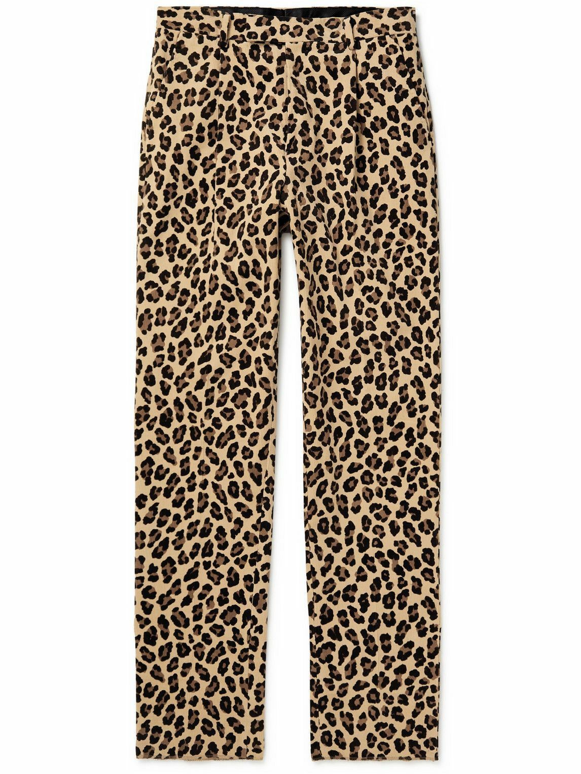 パンツ WACKO MARIA LEOPARD PLEATED TROUSERS L WACKO MARIA Pleated Leopard-Print Cotton Corduroy Trousers