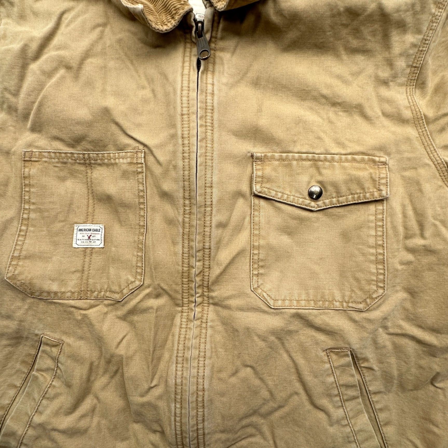 American Eagle Outfitters American Eagle Outfitters Jacket Brown Canvas Lined Full Zip Pockets Mens L Regular Size 48 Chest Bomber Coat Size US L / EU 52-54 / 3 - 7 Thumbnail