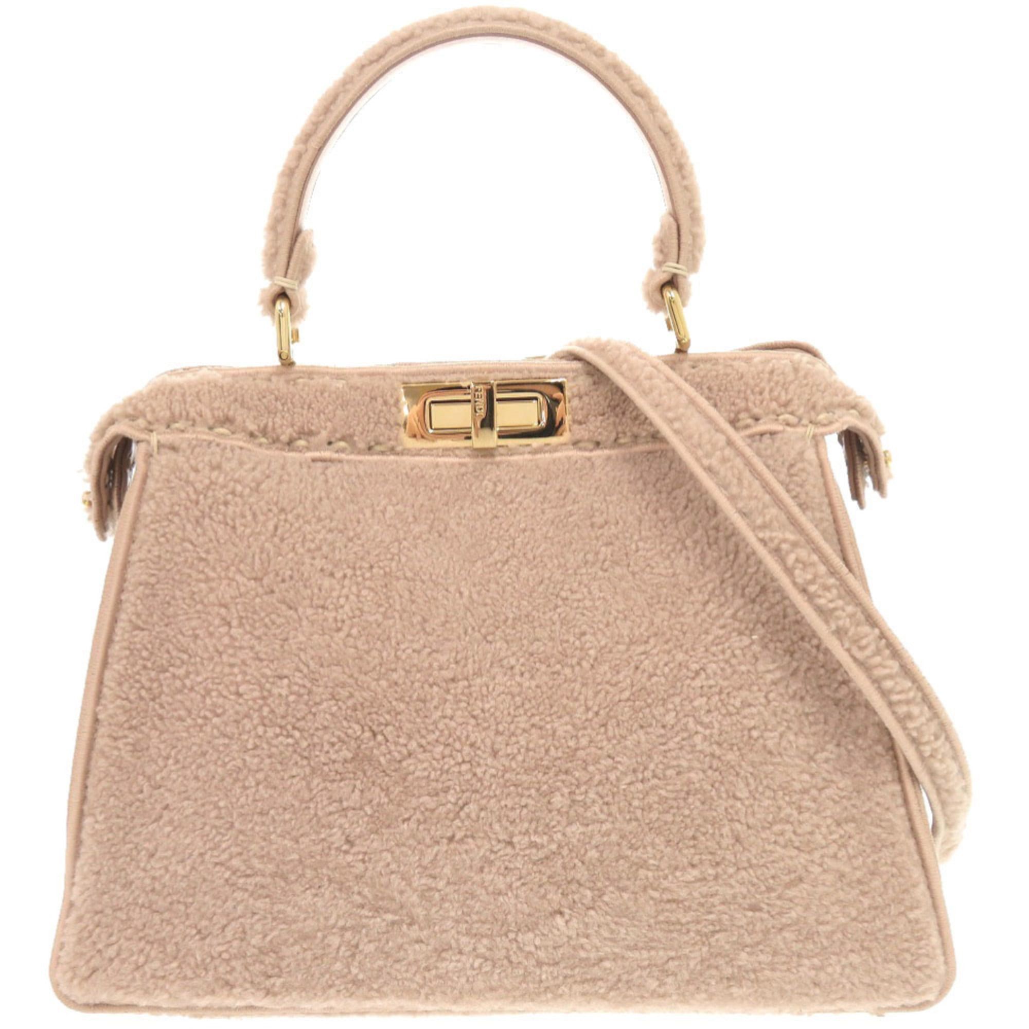 Fendi Excellent condition Fendi Peekaboo I.U. Medium 8BN321 Shearling Pink 2-way Handbag 0341FENDI Size ONE SIZE - 1 Thumbnail