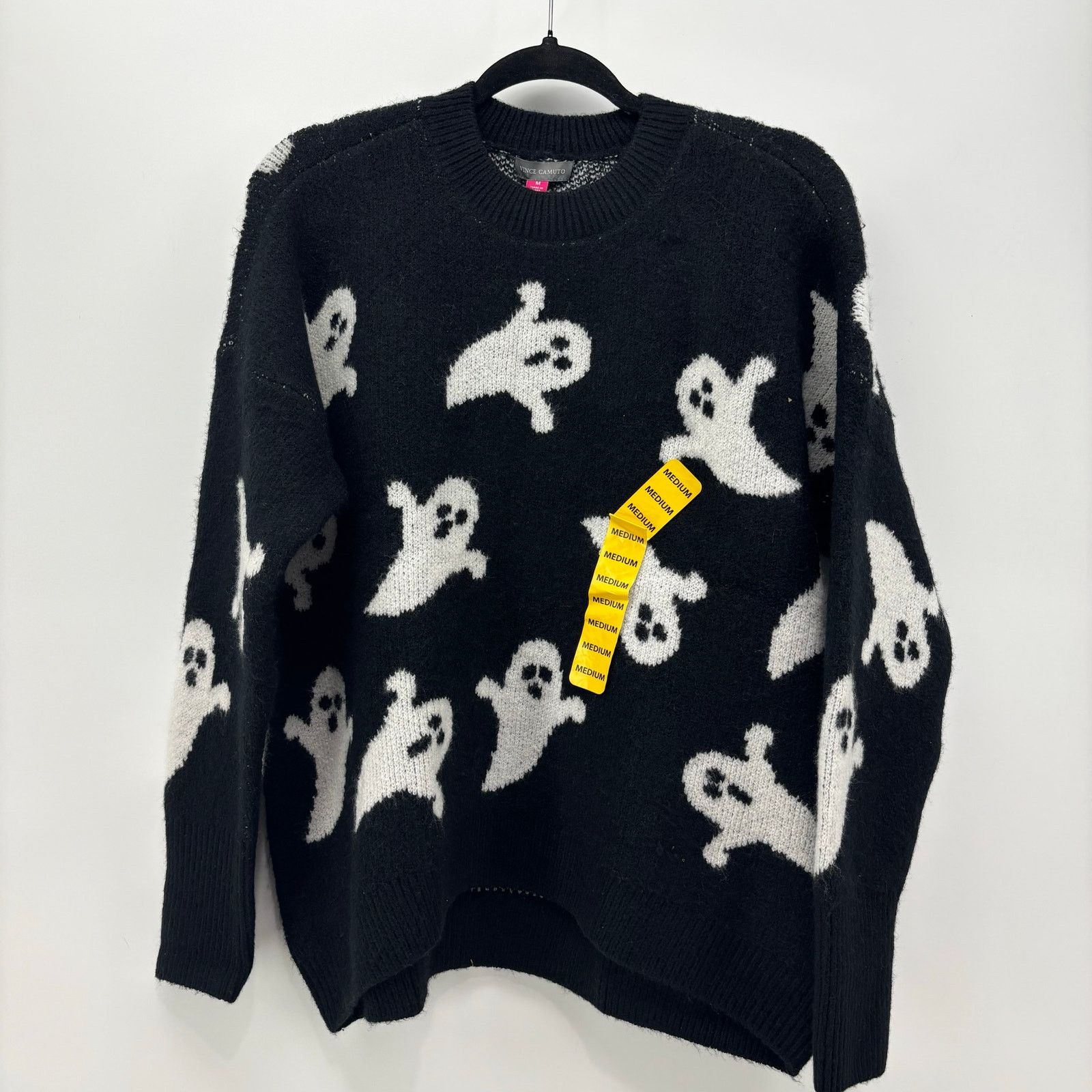 Vince Camuto Vince Camuto Womens Med Black White Ghost Halloween Sweater Size M / US 6-8 / IT 42-44 - 1 Thumbnail