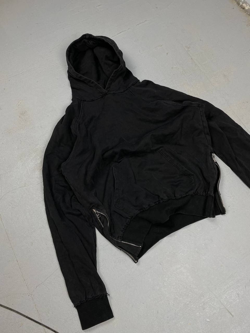Japanese Brand × Vintage Acid washed faded Zippered Oversized Hoodie Ripped Size US L / EU 52-54 / 3 - 3 Thumbnail