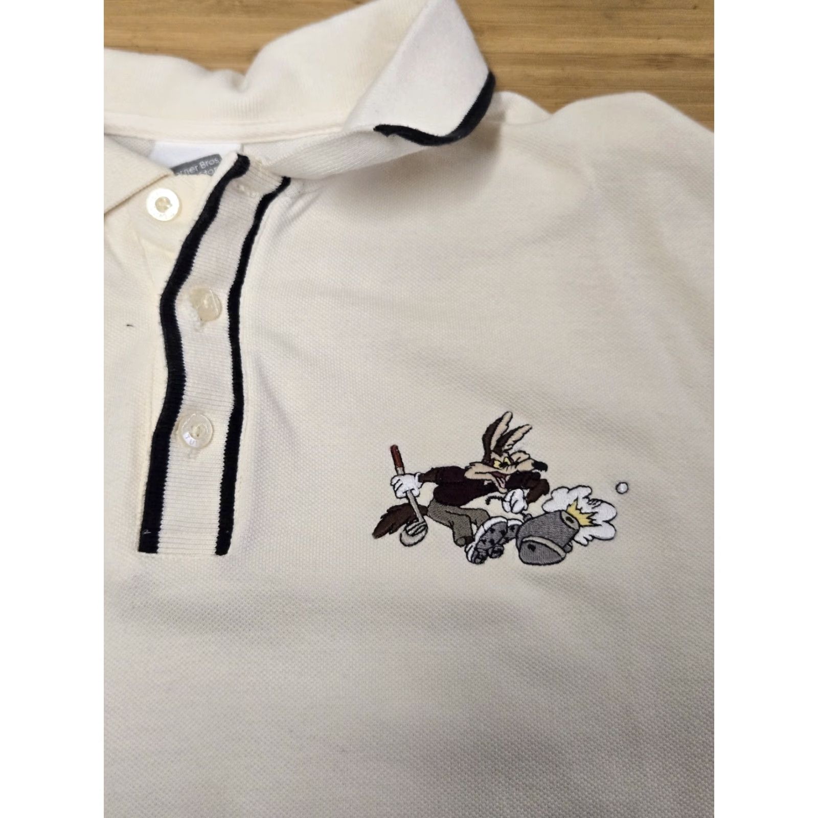 Vintage VINTAGE Warner Bros Polo Shirt Mens S Wile E Coyote Golf Embroidered Cartoon Looney Golfer White Polo Shirt Size US S / EU 44-46 / 1 - 2 Thumbnail