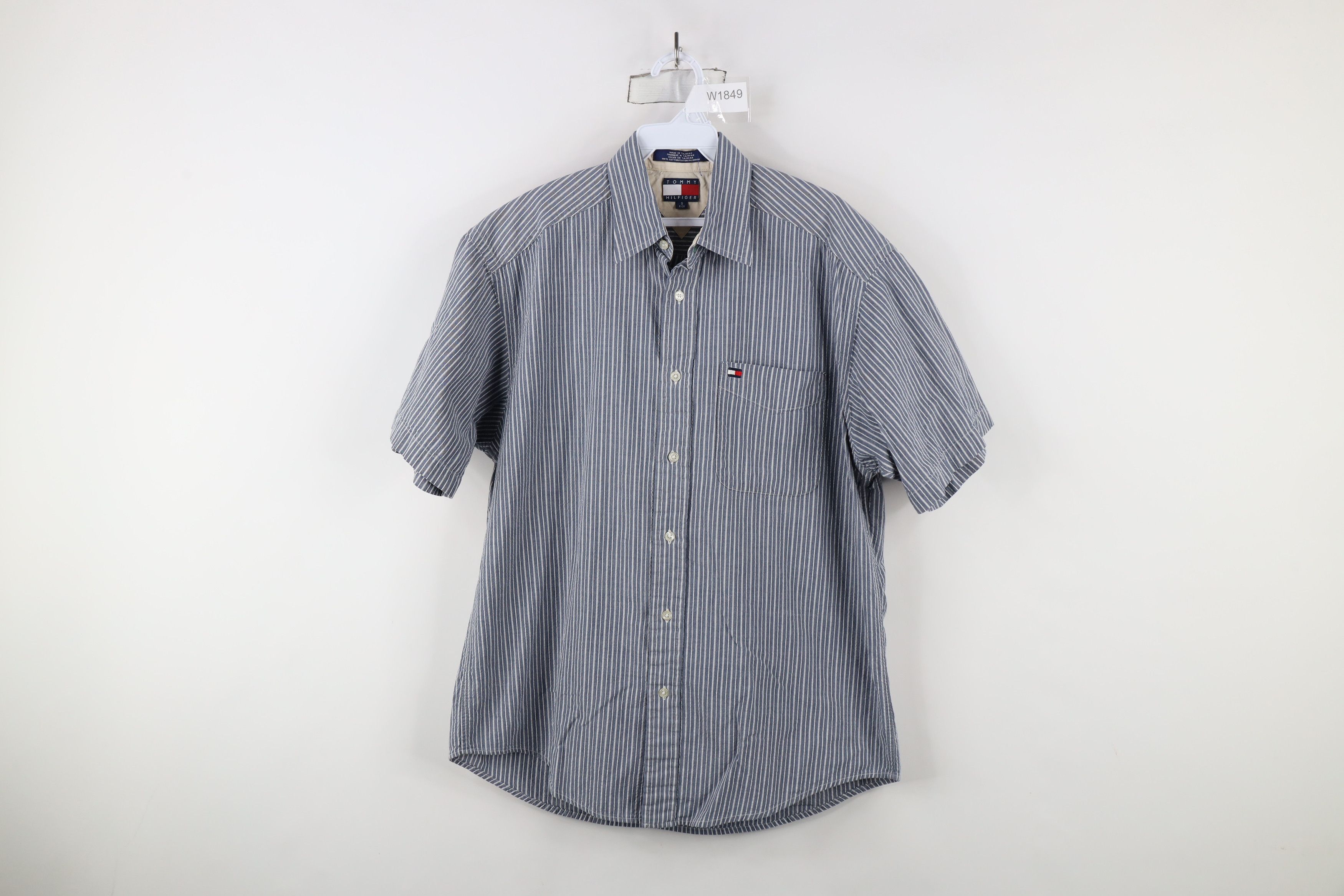 Tommy Hilfiger × Vintage Vintage 90s Tommy Hilfiger Striped Seer Sucker Button Shirt Size US S / EU 44-46 / 1 - 1 Thumbnail