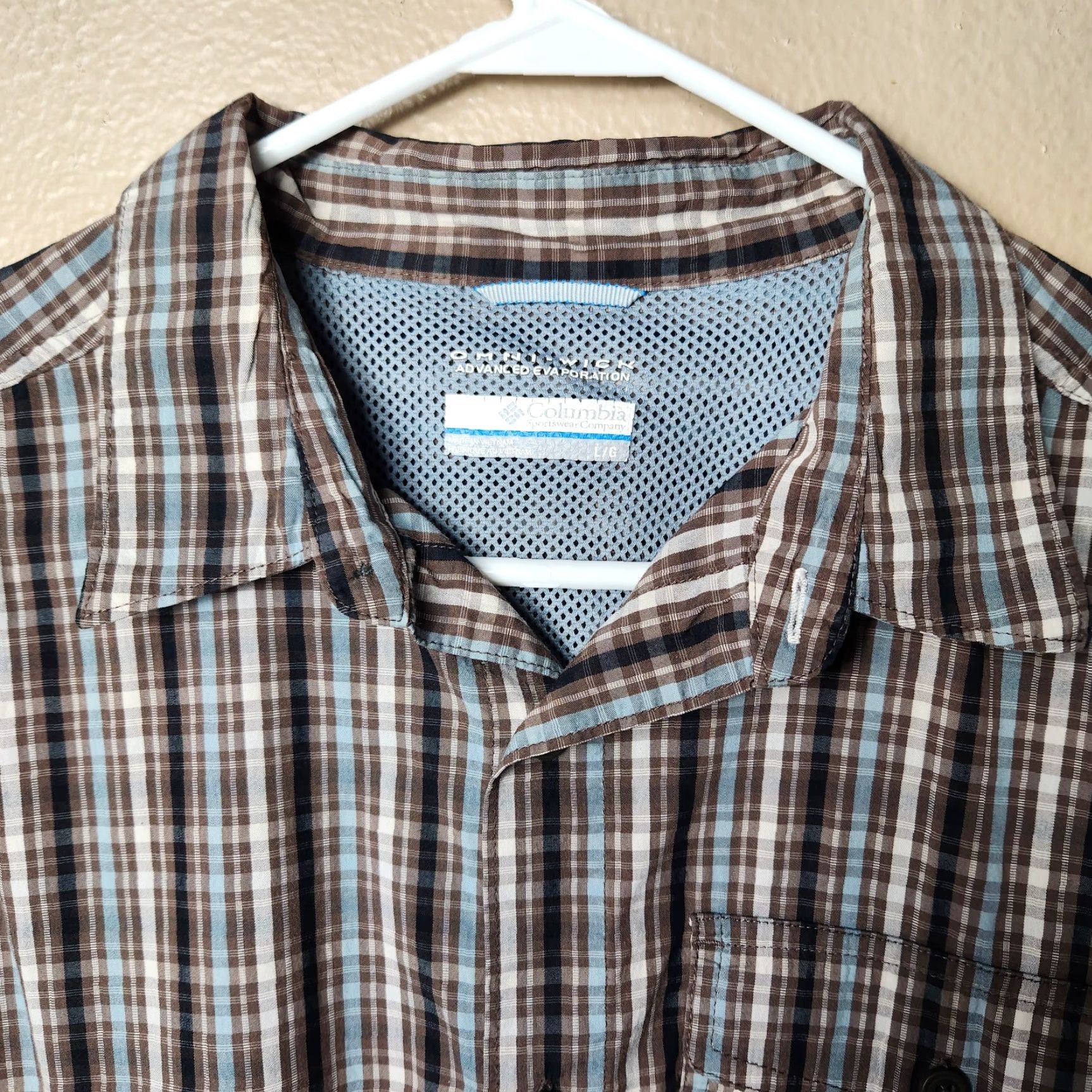 Vintage Columbia Mens Omni-Wick Vented Plaid Buttonfront Shirt-Size L - Brown - Long Sleeve - Rol l Tab - Mens Size US L / EU 52-54 / 3 - 3 Thumbnail