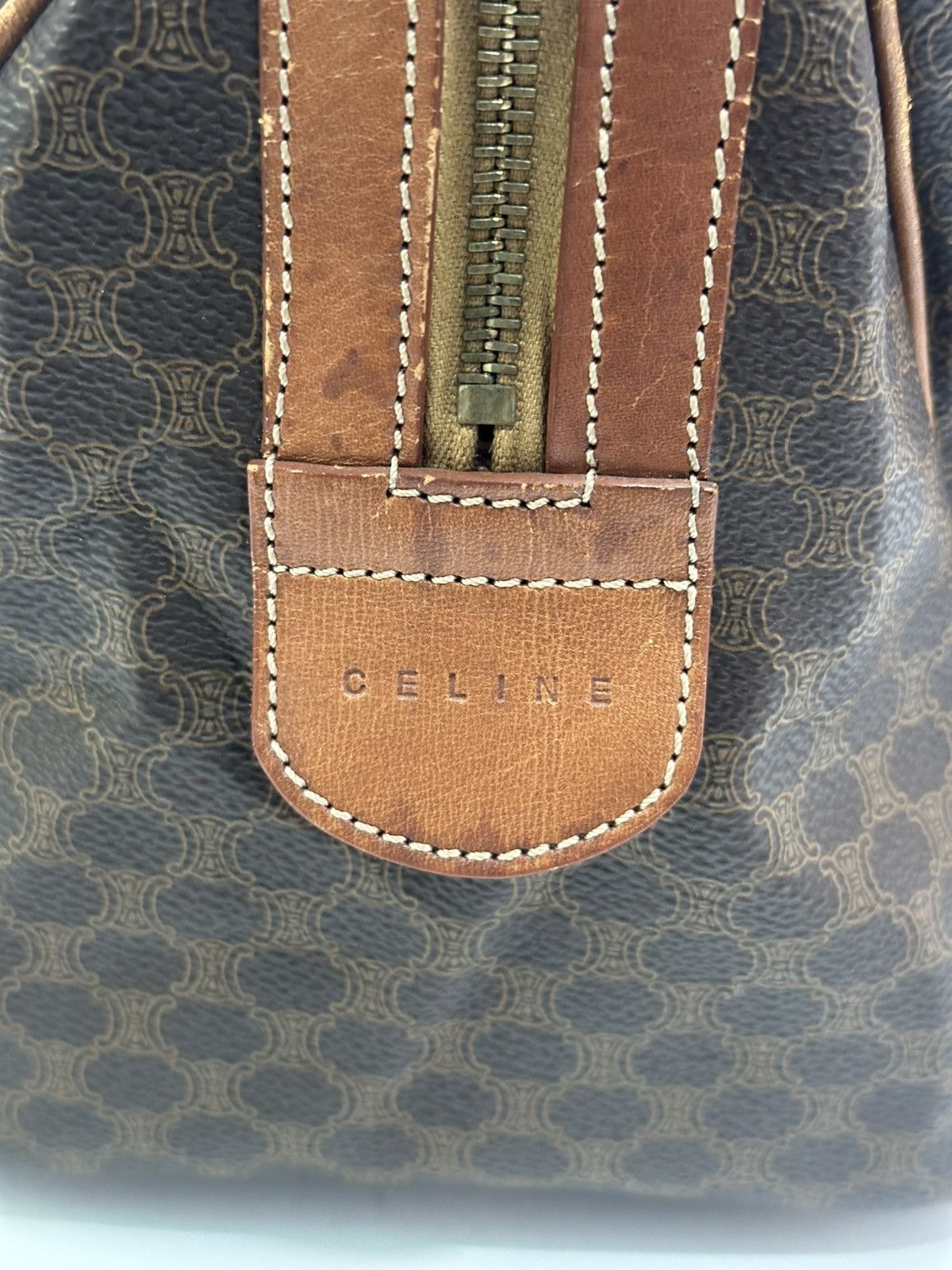 Celine × Vintage Céline Brown Macadam Coated Canvas Boston Bag Size ONE SIZE - 8 Thumbnail