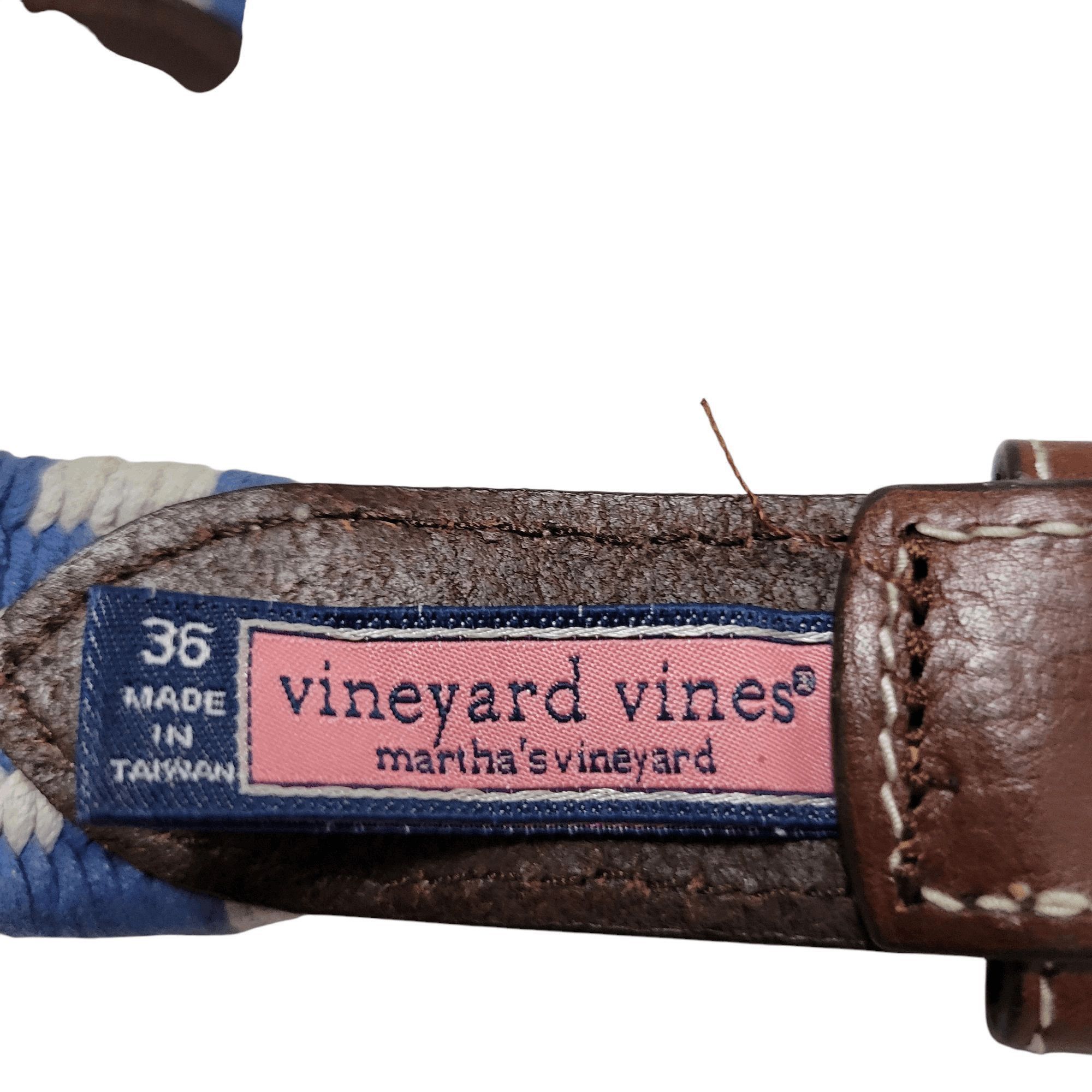 Vineyard Vines Vineyard Vines Men's Braided Elastic Leather Belt Size 36 Size 36 - 4 Thumbnail