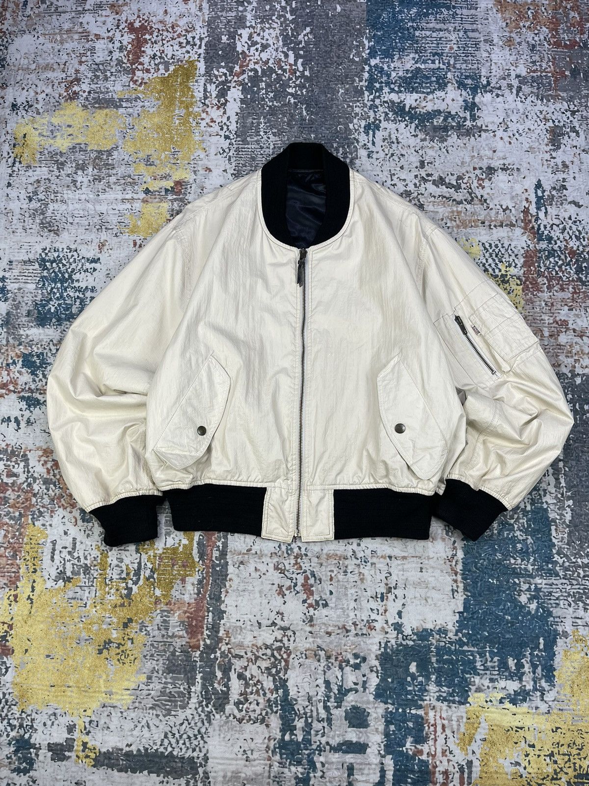 Vintage Vintage Spats White Poly Plastic Reversible Bombers Size US M / EU 48-50 / 2 - 1 Thumbnail