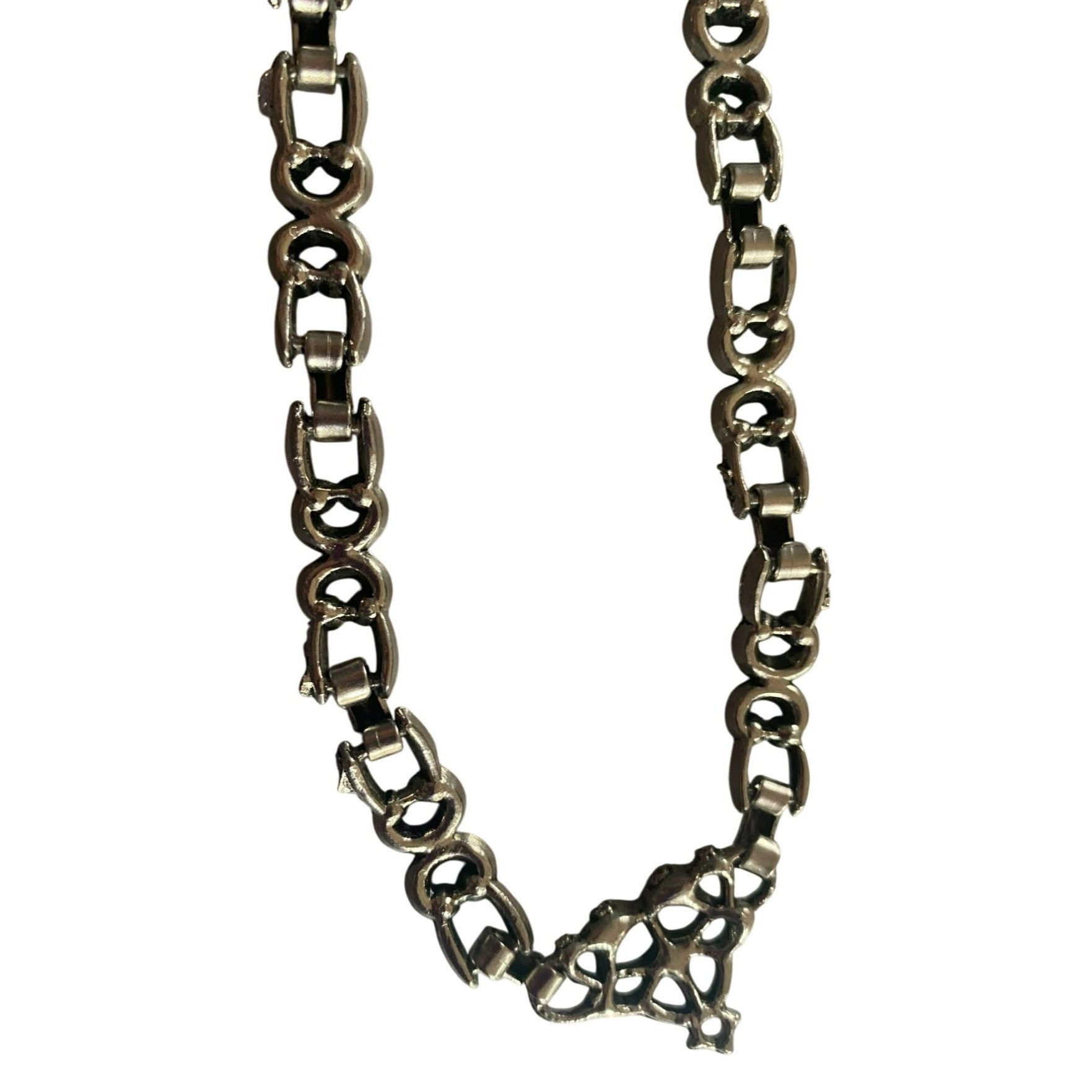 Other Vintage Unique Heavy Silver tone Chain-Link Necklace With Or Size ONE SIZE - 6 Thumbnail