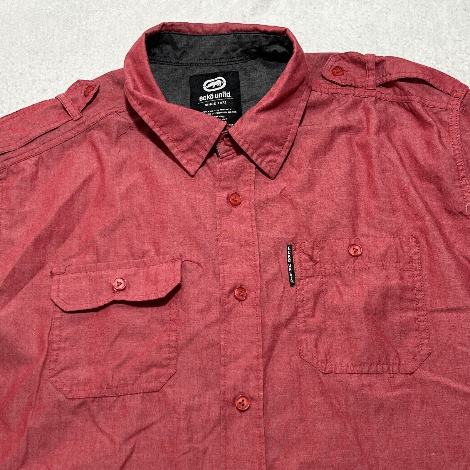 Ecko Unltd. Ecko Unltd Large Button Down Light Red Pocket Shirt Size US L / EU 52-54 / 3 - 2 Thumbnail
