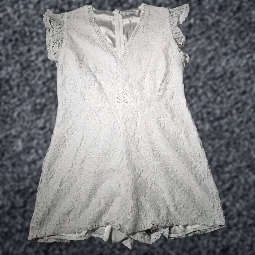 Vintage New York & Co Eyelet Romper Womens XL White Fairy Boho Coquette One Piece Size 40" / US 18 - 1 Thumbnail