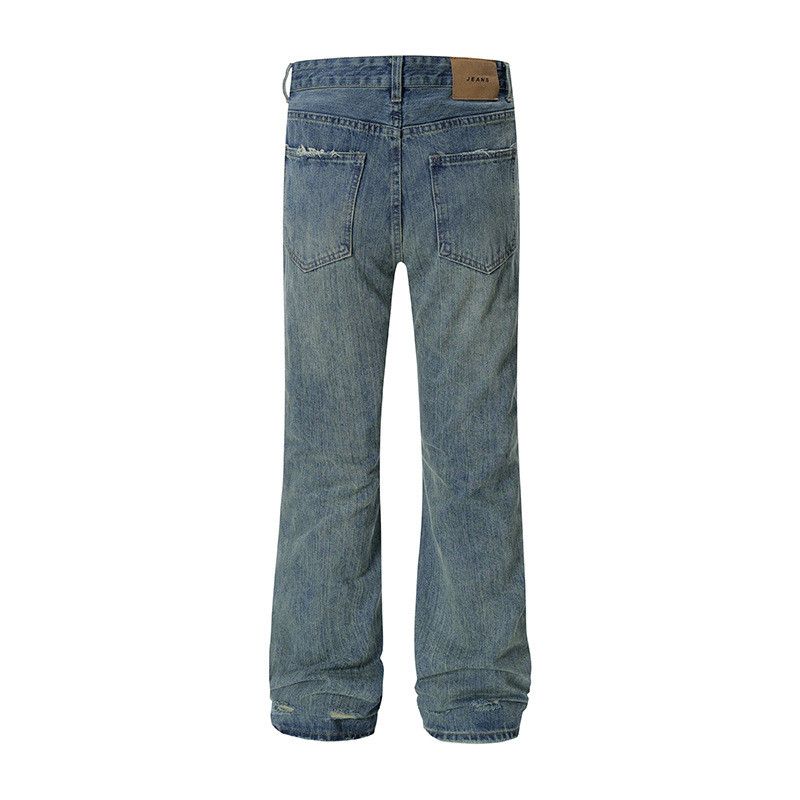 Vintage American retro washed gradient straight leg distressed jeans Size US 32 / EU 48 - 2 Thumbnail
