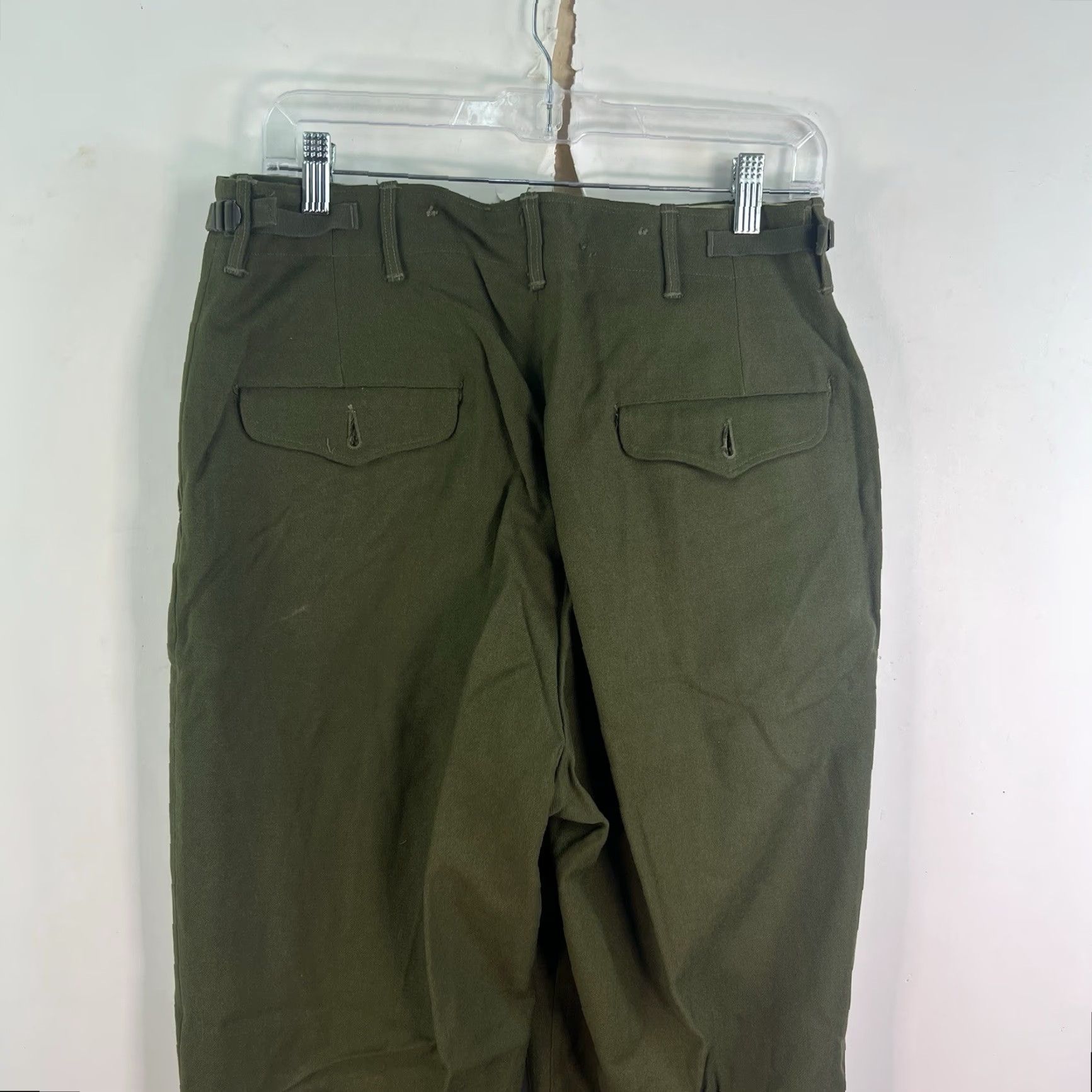 Vintage VINTAGE US Military M-1951 Wool Field Trousers Pants Mens Small Short 32x28 Green Wool Field Trouser Chino Army 1950s Mens Size US 29 - 6 Thumbnail