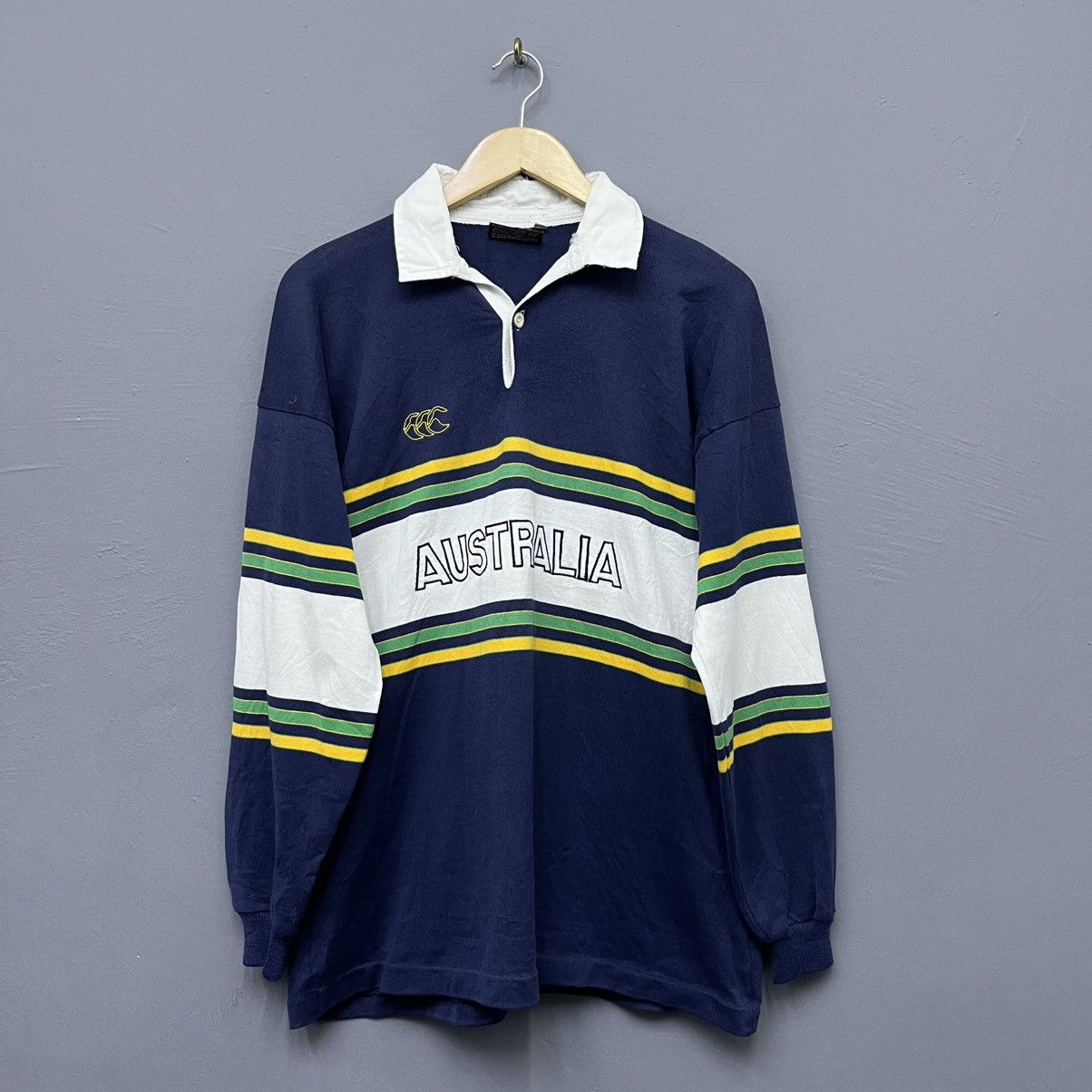 Canterbury of New Zealand Vintage 90s Australia Striped Rugby Jersey Size US L / EU 52-54 / 3 - 1 Thumbnail