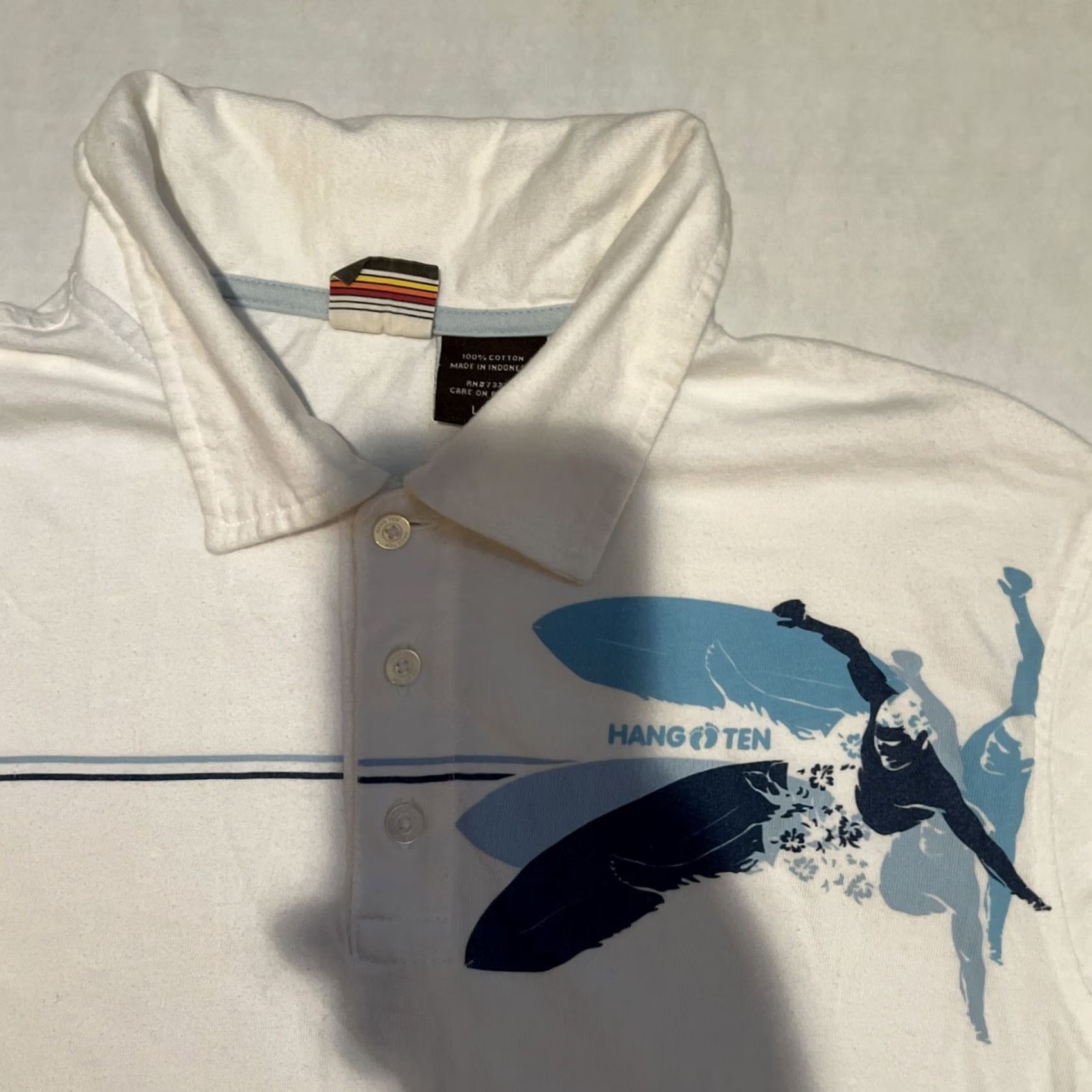 Hang Ten VINTAGE Hang Ten Polo Shirt Men L White Hawaii 1970s Surfer Surfing Short Sleeve Institutional? Size US L / EU 52-54 / 3 - 2 Thumbnail