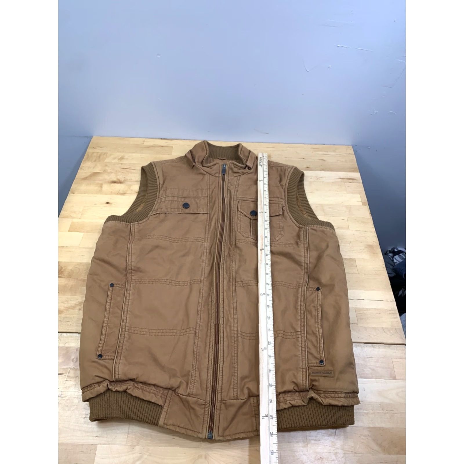 Vintage Monte Carlo Vest Jacket Mens XL Brown Full Zip Lined Polyester Outdoor Casual Winter Fall Spring Vest Size US XL / EU 56 / 4 - 5 Thumbnail